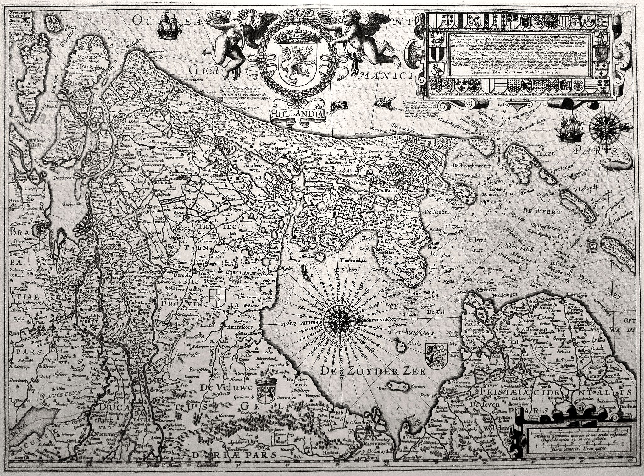 KAERIUS, P., Hollandia., antique map, old maps
