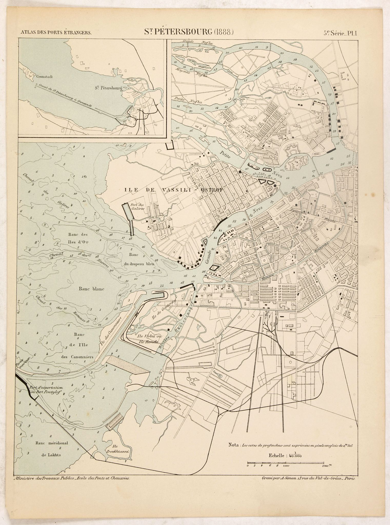 IMPRIMERIE NATIONALE, St. Pétersbourg (1888)., antique map, old maps