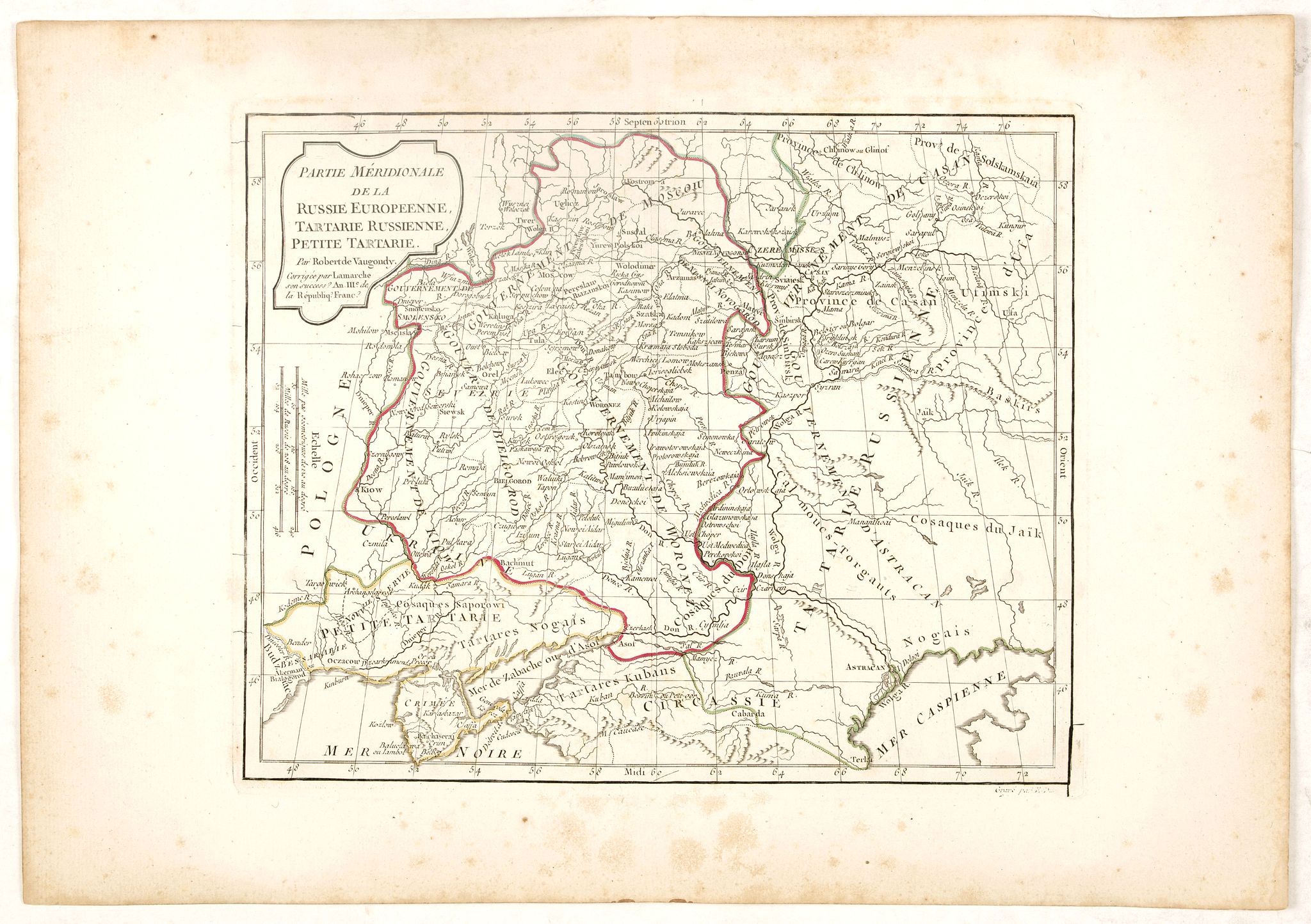 VAUGONDY, R. de / DELAMARCHE., Partie Méridionale de la Russie Européenne, Tartarie, Russienne, Petite Tartarie., antique map, old maps