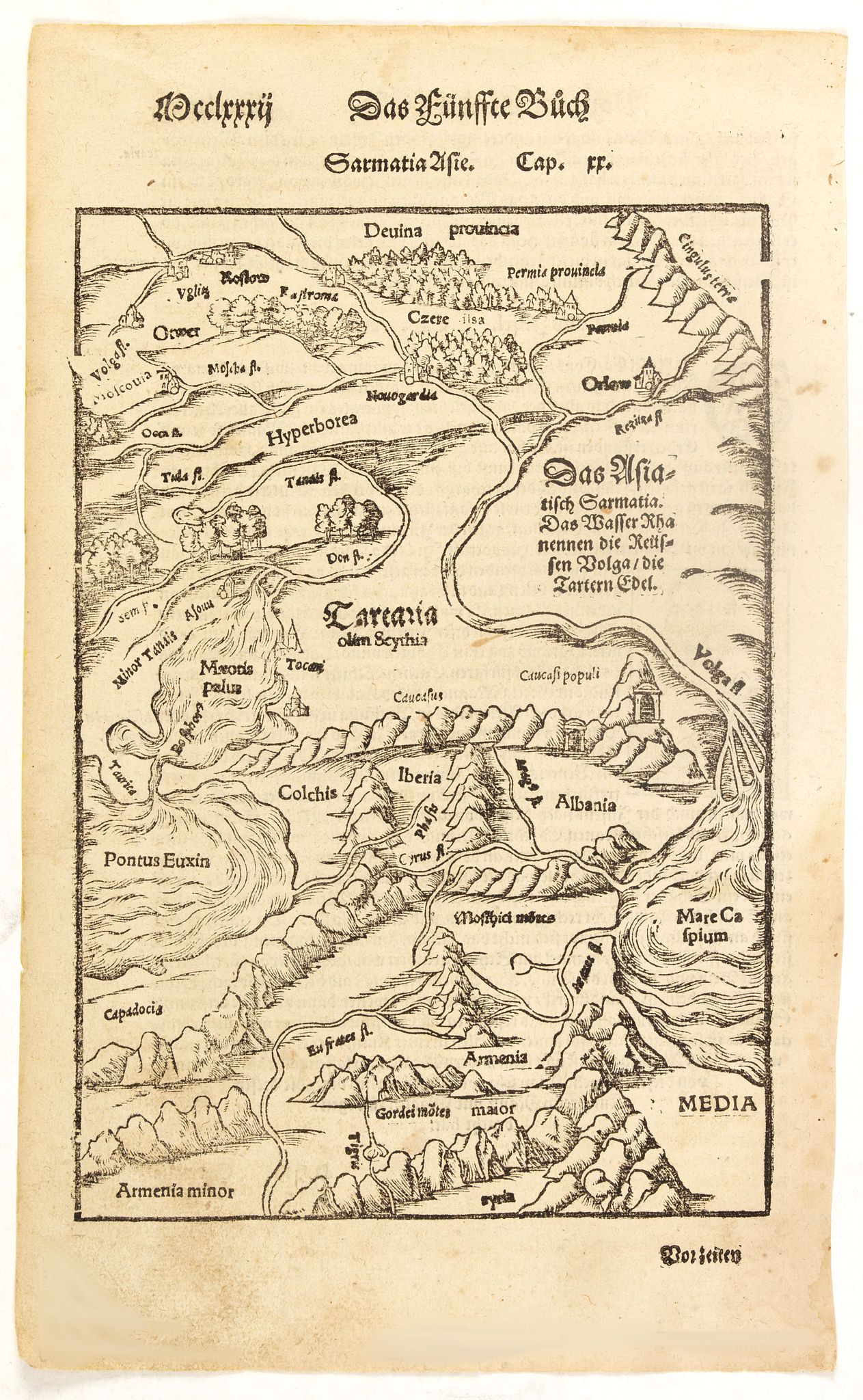 MÜNSTER, S., Sarmatia Asie., antique map, old maps