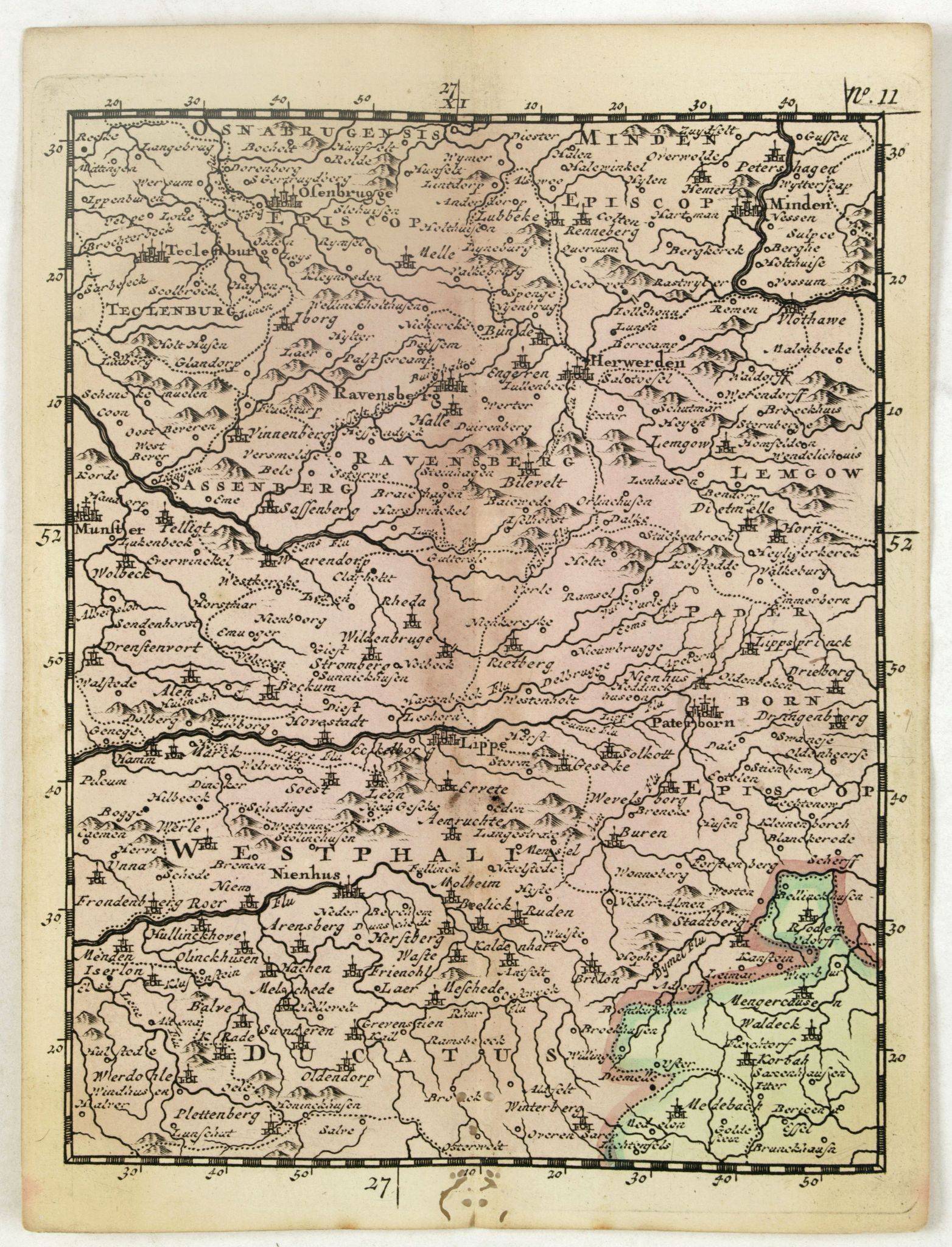 SCHENK, P., (Münster, Ravensberg, Lemgow, Westaphalia, etc.), antique map, old maps