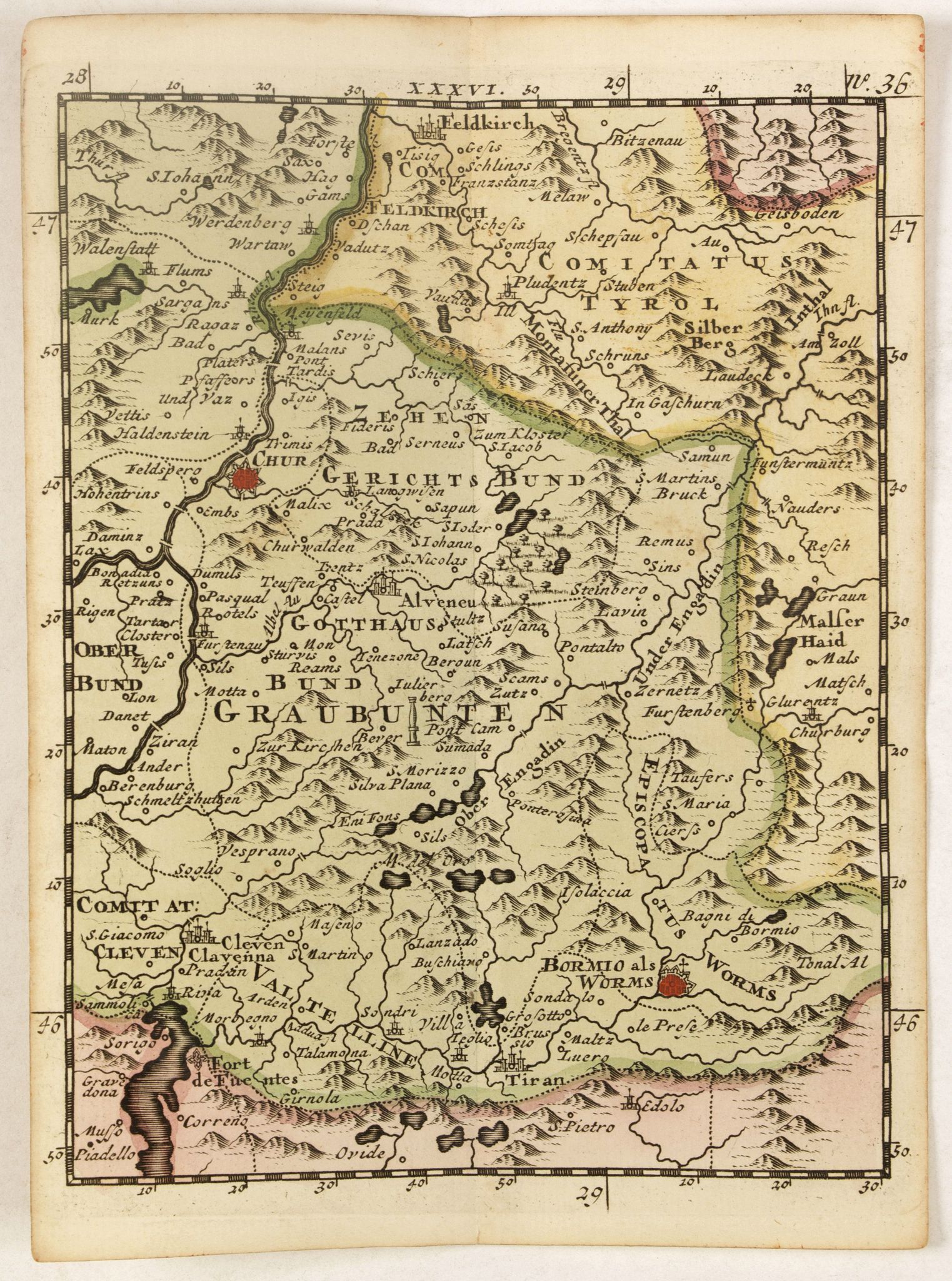 SCHENK, P., (Chur, Worms, Cleven, etc.), antique map, old maps