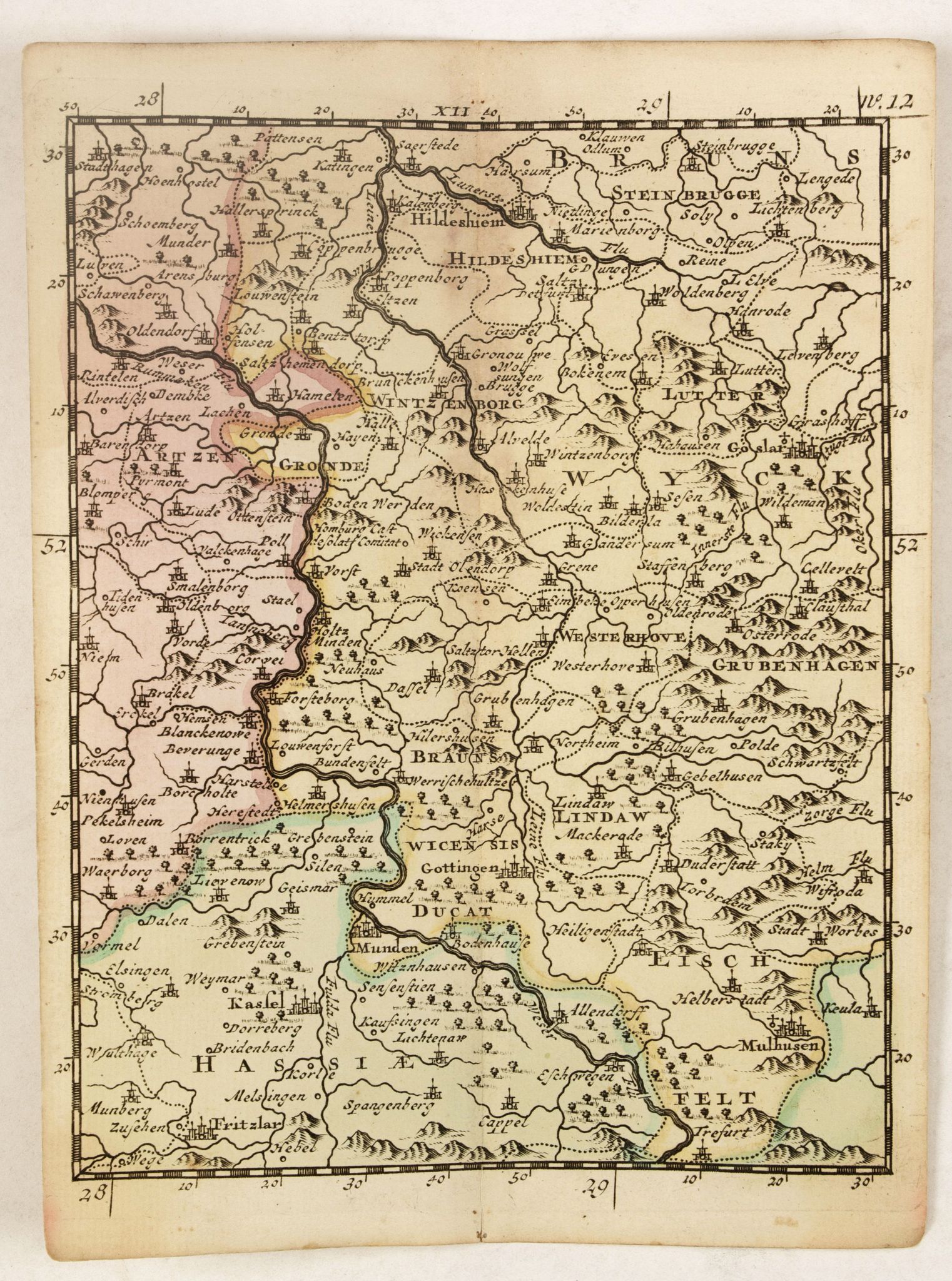 SCHENK, P., (Hildesheim, Munden, Steinbrugge, Grubenhagen, etc.), antique map, old maps