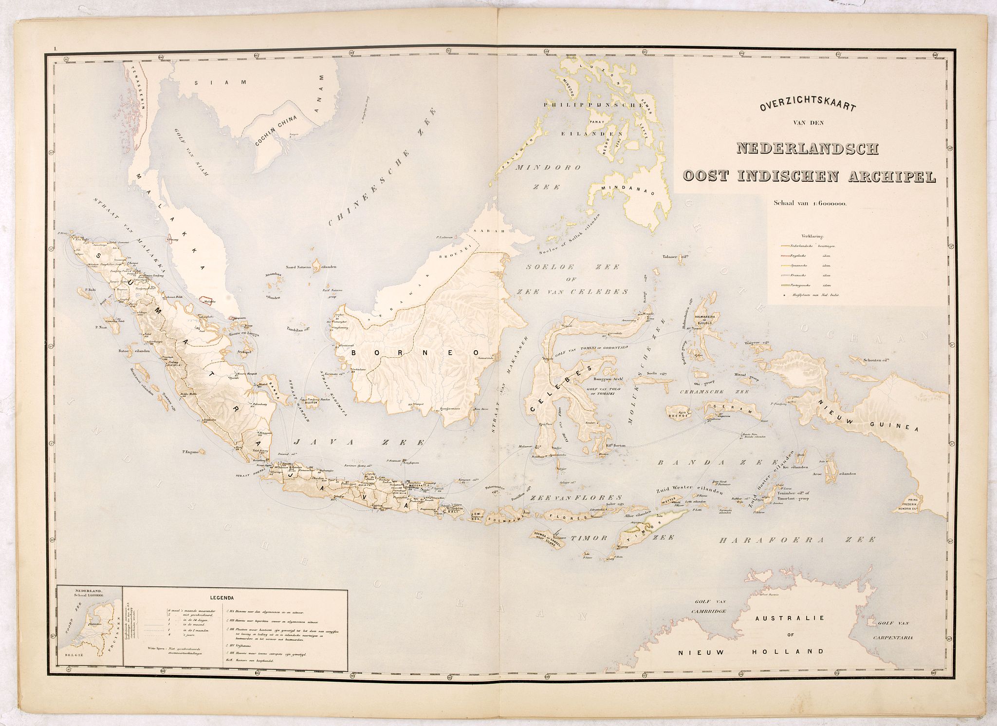 STEMFOORT, J.W. / SIETHOFF, J.J., Overzichtskaart van den Nederlandsch oost Indischen Archipel., antique map, old maps
