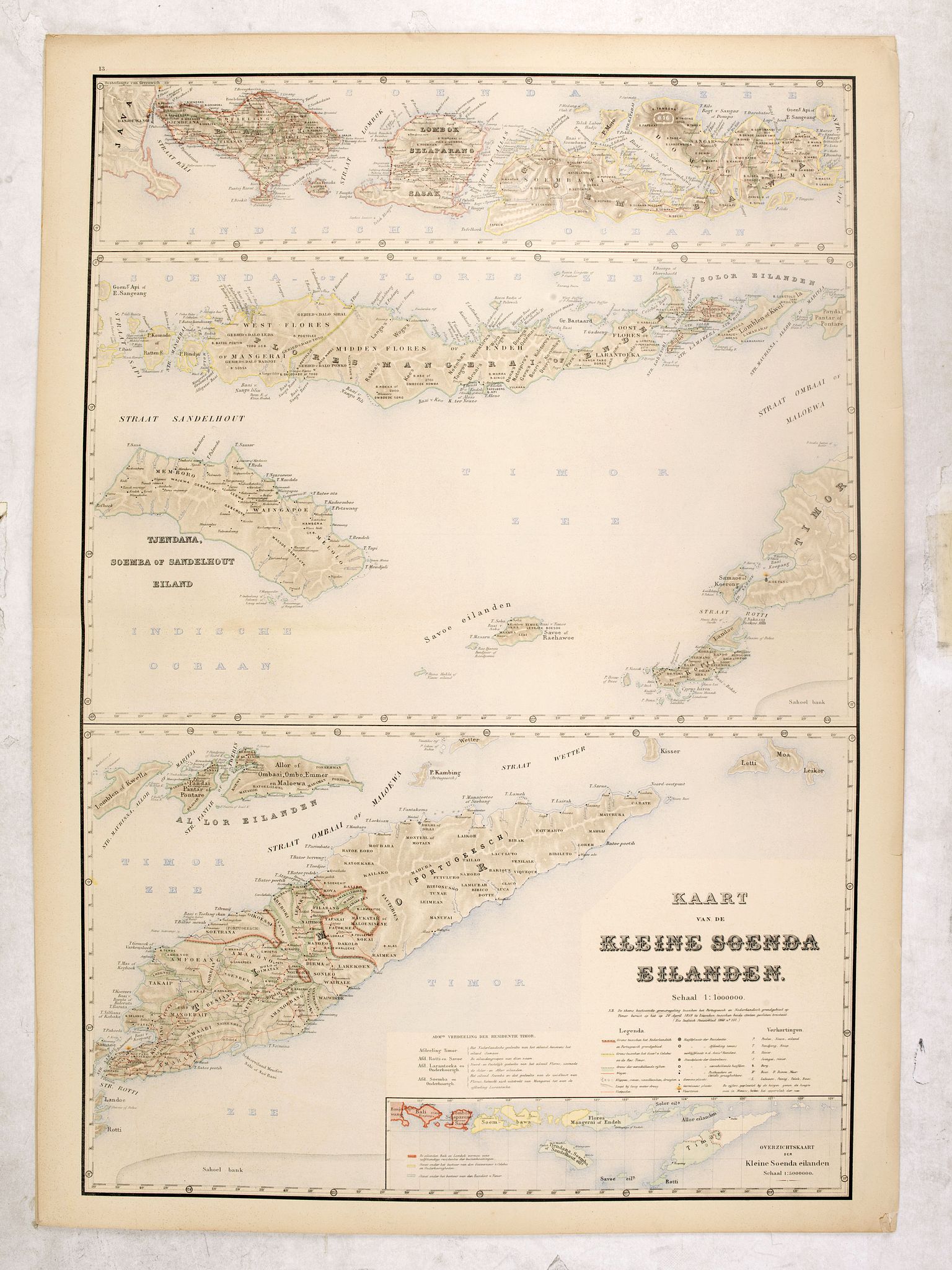STEMFOORT, J.W. / SIETHOFF, J.J., Kaart van de Kleine Soenda Eilanden., antique map, old maps