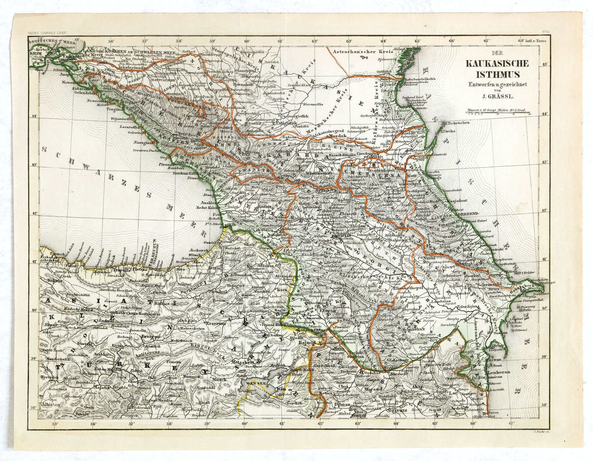 GRASSL, J., Der Kaukasische Istmus . . ., antique map, old maps