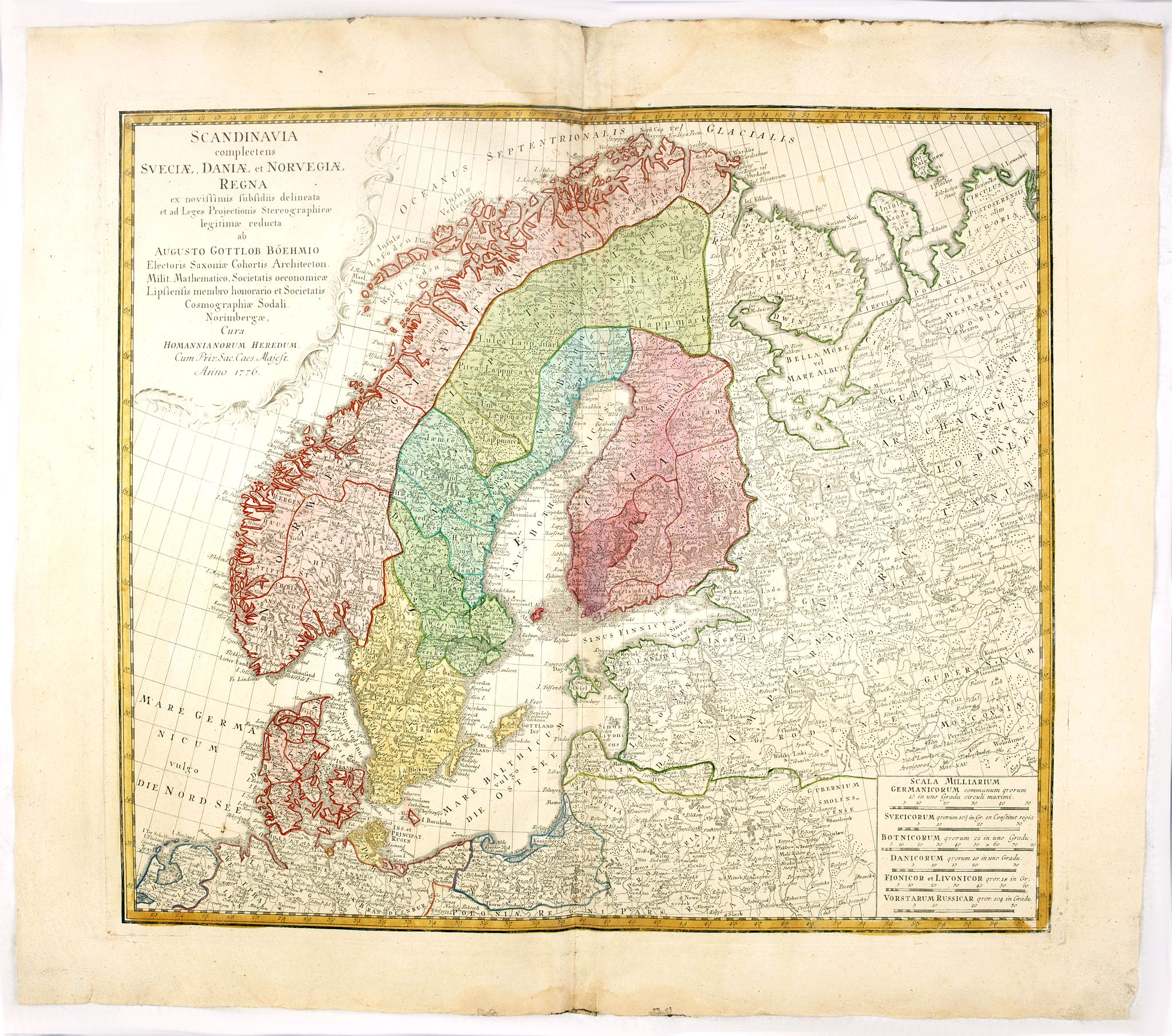 HOMANN HEIRS, Scandinavia complectens sueciae, Daniae et Norvegiae. . ., antique map, old maps