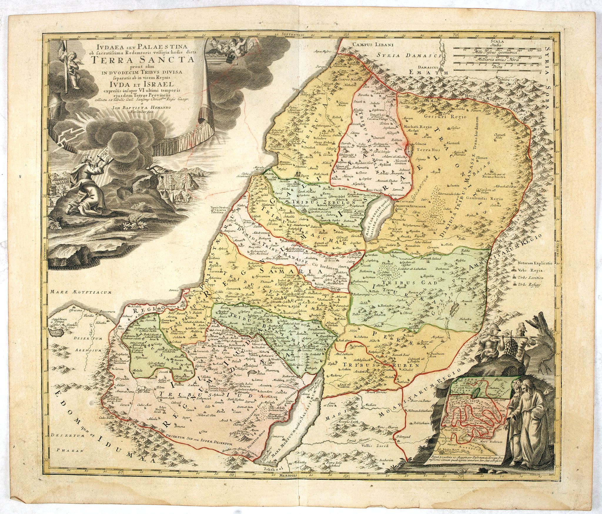 HOMANN, J.B., IUDAEA seu PALAESTINA… TERRA SANCTA… IUDA et ISRAEL, antique map, old maps