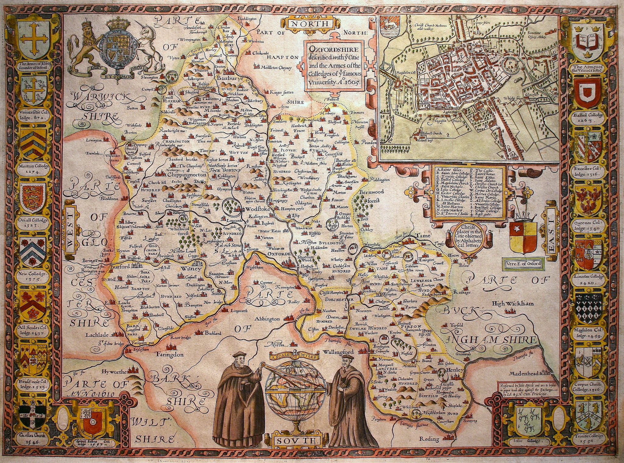 SPEED, J., Provincia Oxoniensis/ Oxford-Shire., antique map, old maps