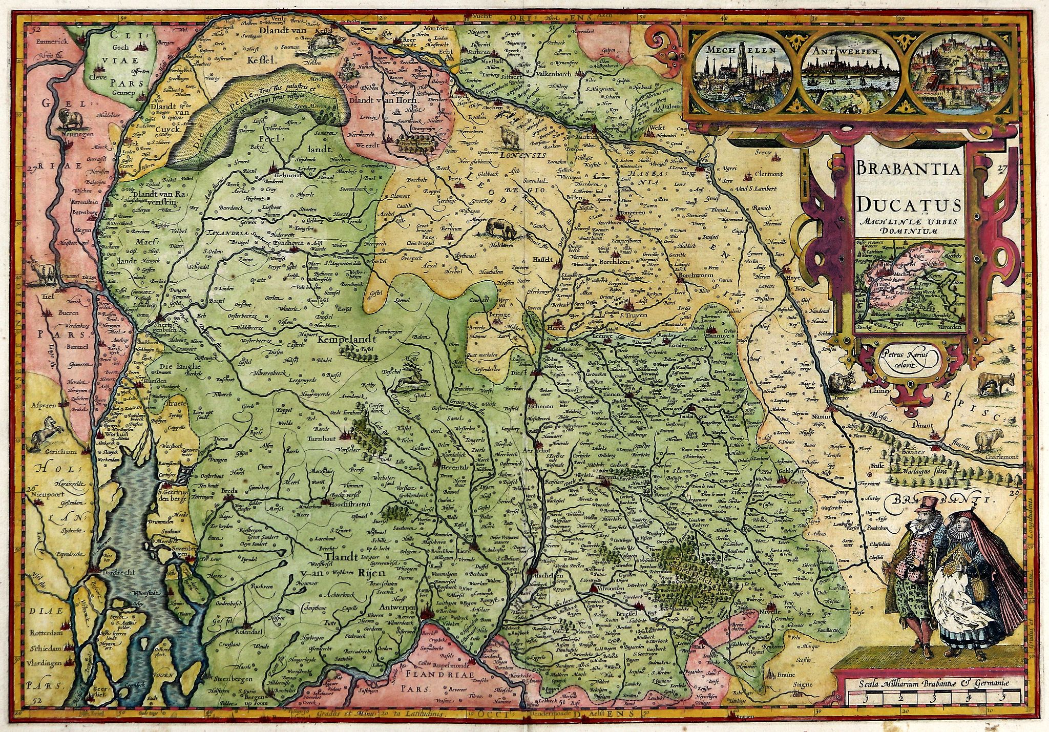 KAERIUS, P., Brabantia Ducatus., antique map, old maps