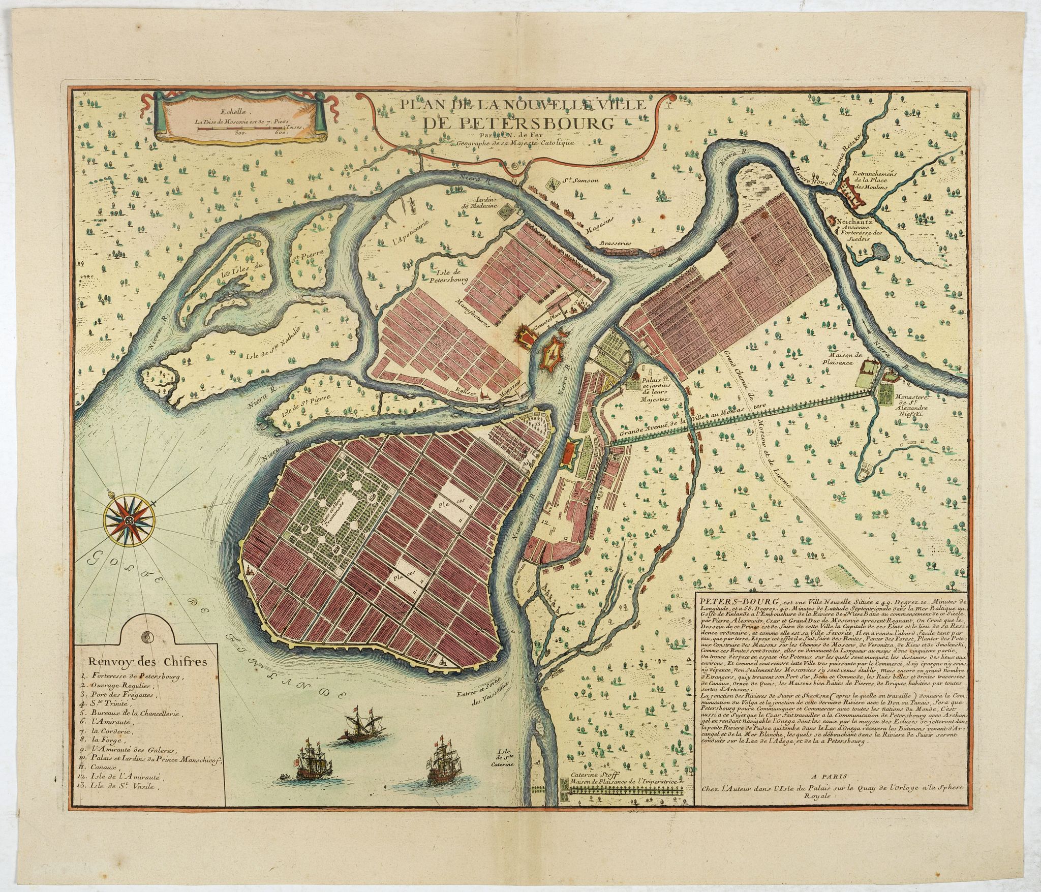 DE FER, N., Plan De La Nouvelle Ville De Petersbourg., antique map, old maps
