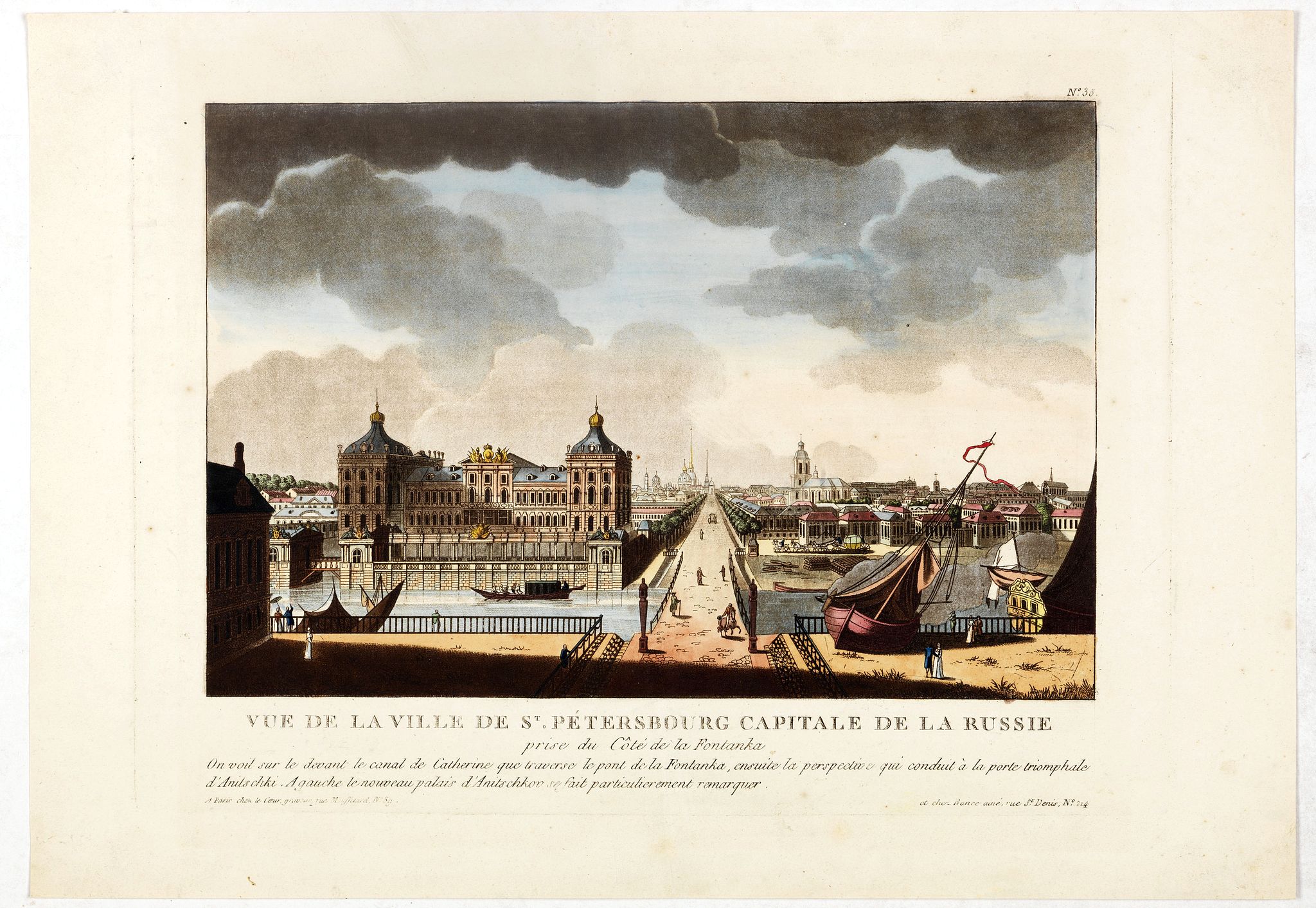 LE CŒUR, Vue de la ville de St. Pétersbourg capitale de la russie prise du côté de la Fontanka . . ., antique map, old maps