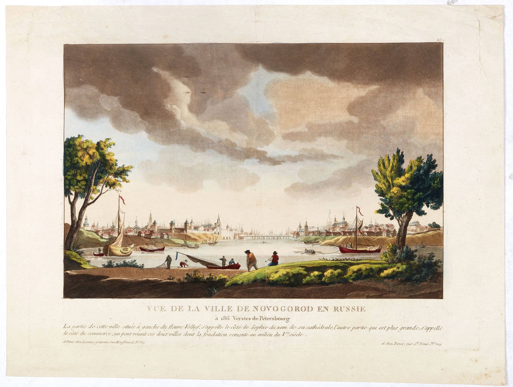LE CŒUR, Vue de la ville de Novogorod en Russie . . ., antique map, old maps