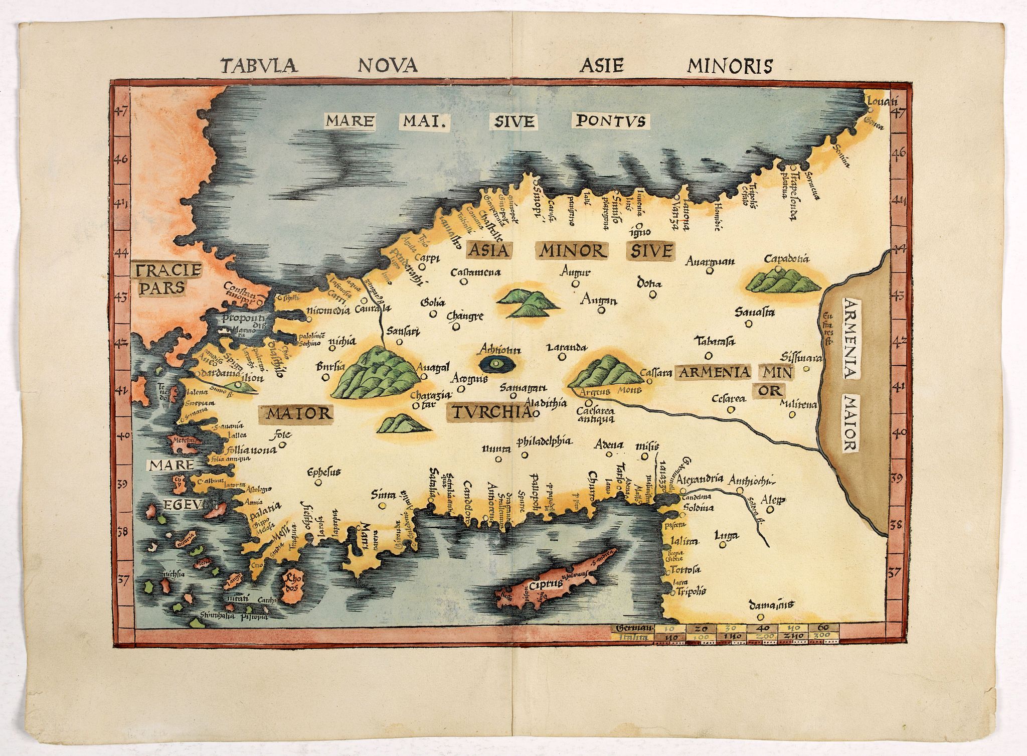 PTOLEMY,C., Tabula Nova Asie Minoris., antique map, old maps
