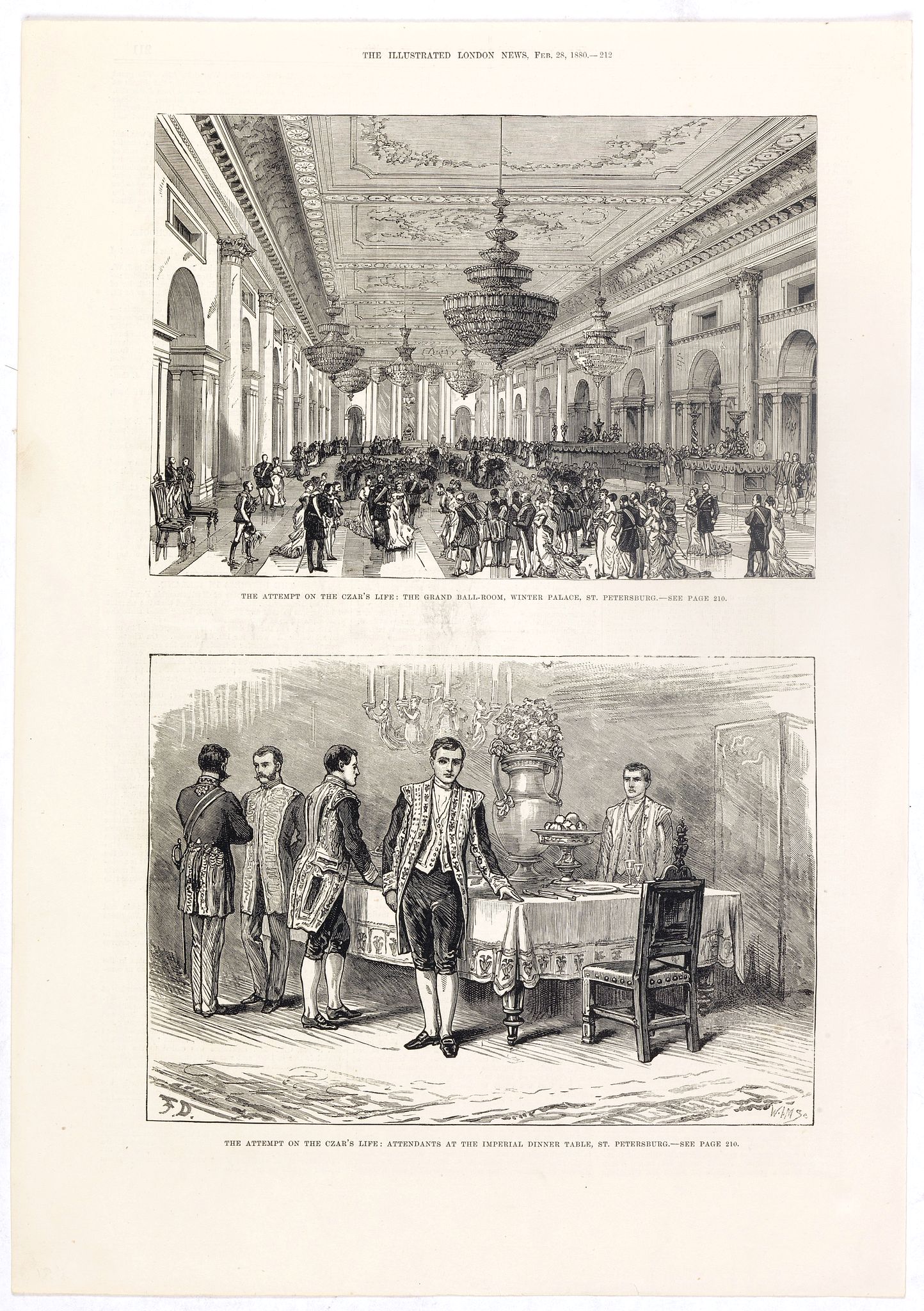 ILLUSTRATED LONDON NEWS., The attempt on the Czar's life: The Grand Ball-Room . . ., antique map, old maps