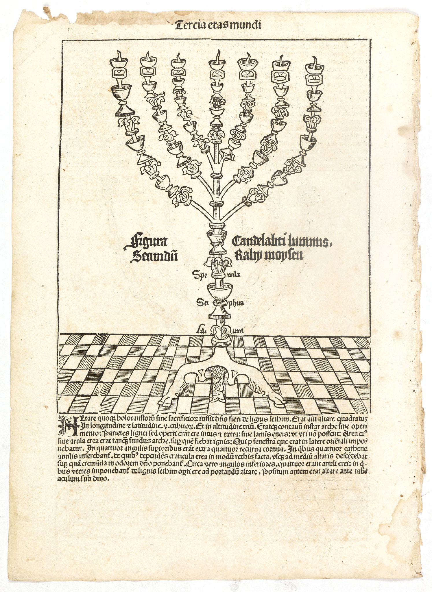SCHEDEL, H., Tercia Etas Mundi. Folium.XXXII (with a candelabra), antique map, old maps