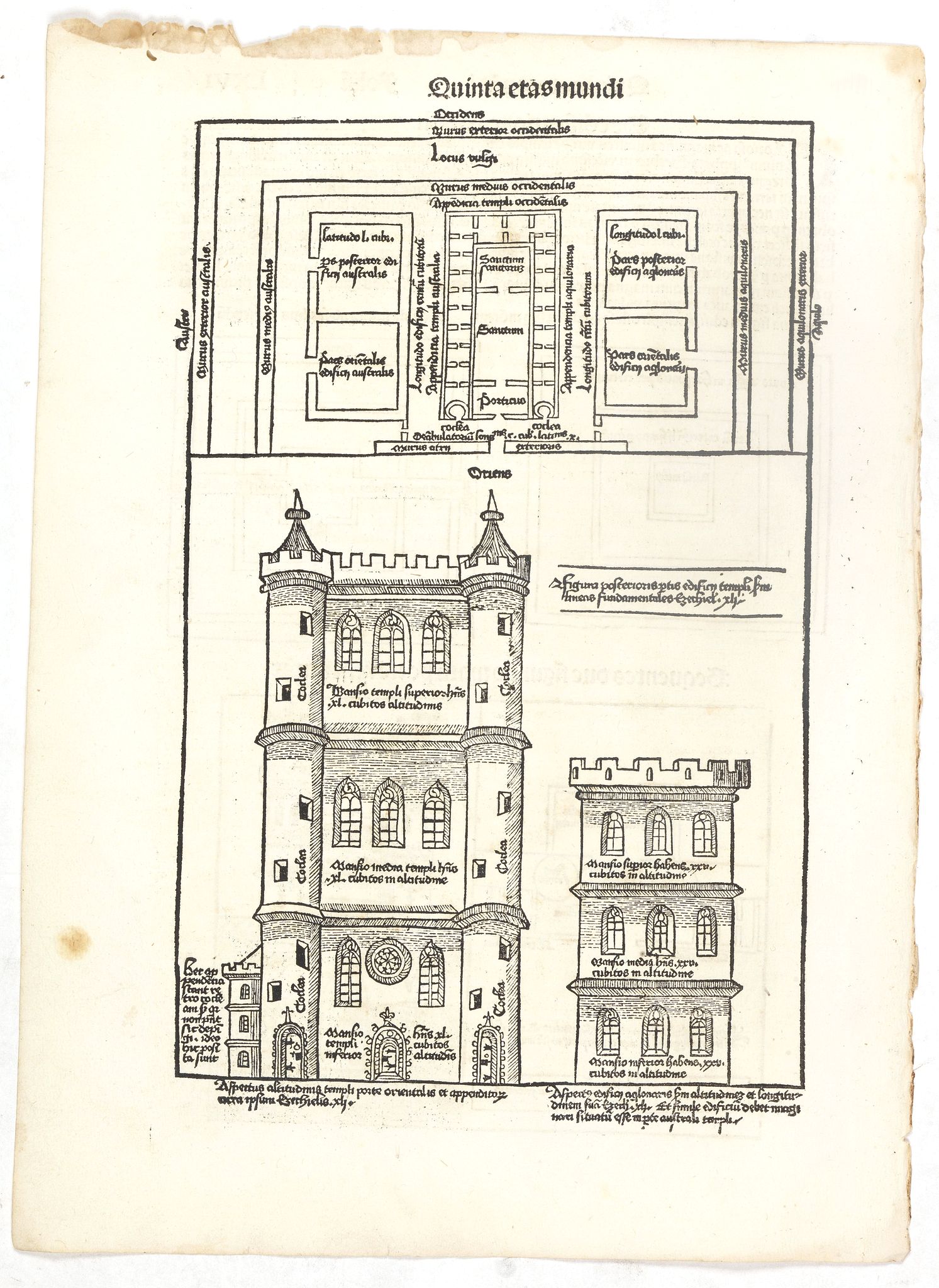 SCHEDEL, H., Quinta Etas Mundi. Folium. LXVI. (Visionary Temple of Ezekiel.), antique map, old maps