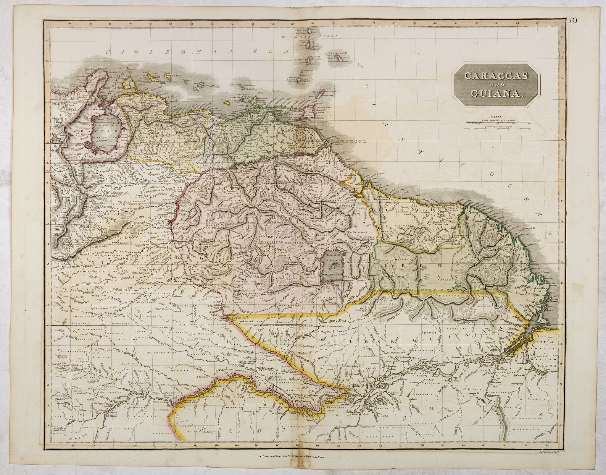 THOMSON, J., Caraccas and Guiana., antique map, old maps