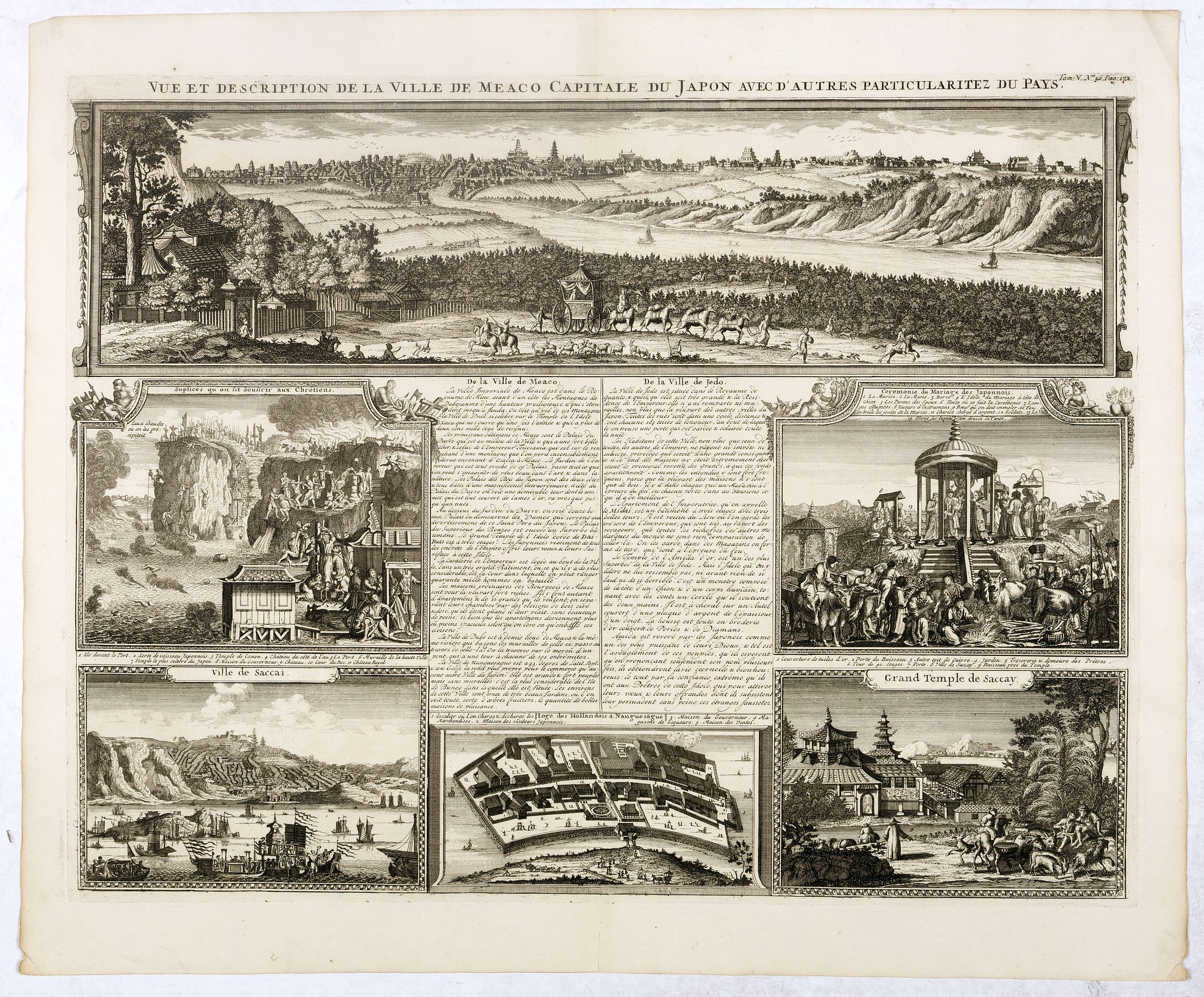 CHATELAIN, H., Vue et description de la Ville de Meaco Capitale du Japon. . ., antique map, old maps
