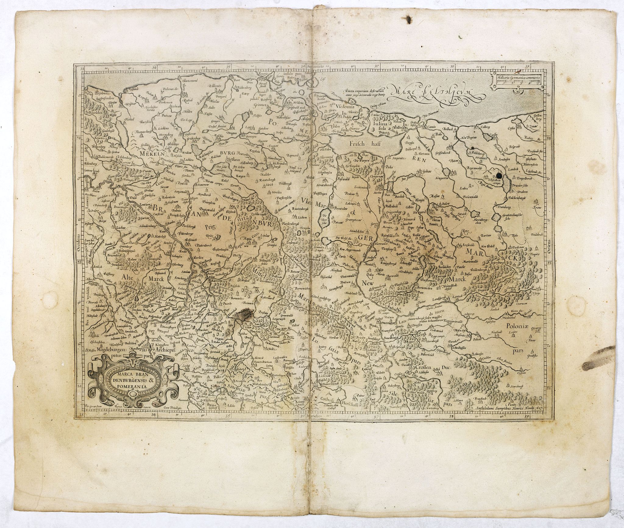 MERCATOR, G. / HONDIUS, J., Marca Brandeburgensis & Pomerania., antique map, old maps