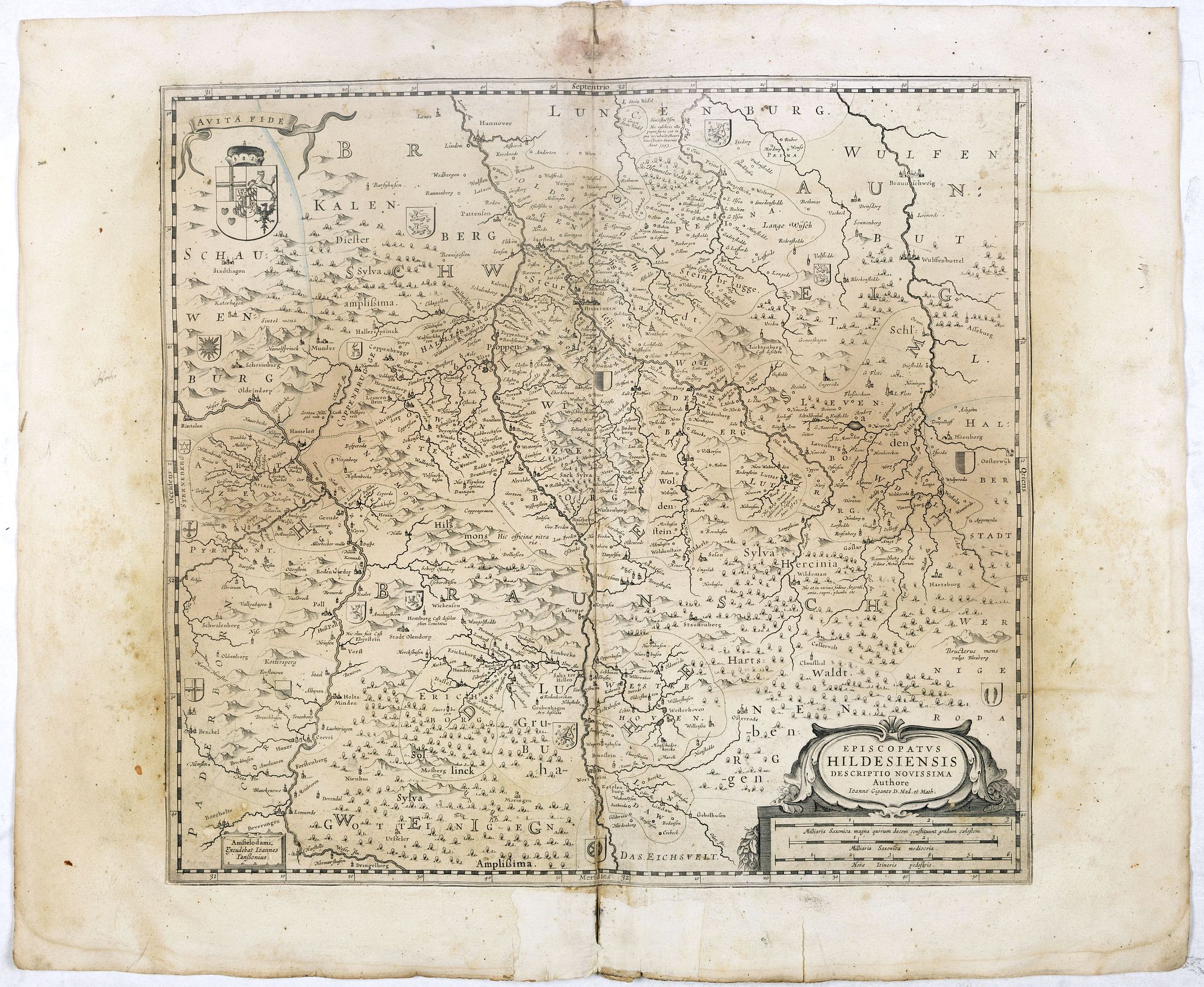 JANSSONIUS, J., Episcopatus Hildesiensis Descriptio Novissima.., antique map, old maps
