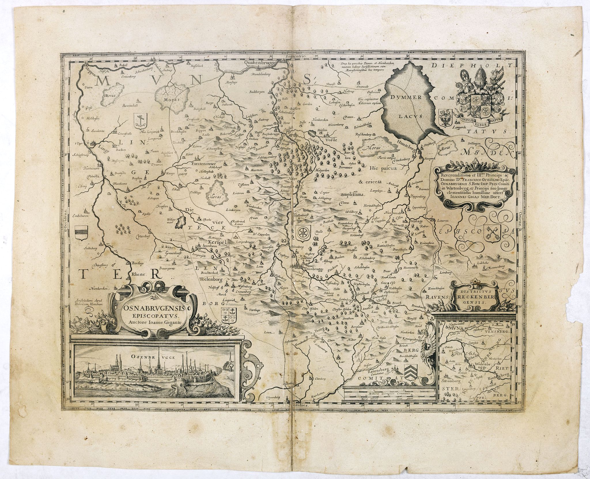 JANSSONIUS, J., Osnabrugensis episcopatus, antique map, old maps