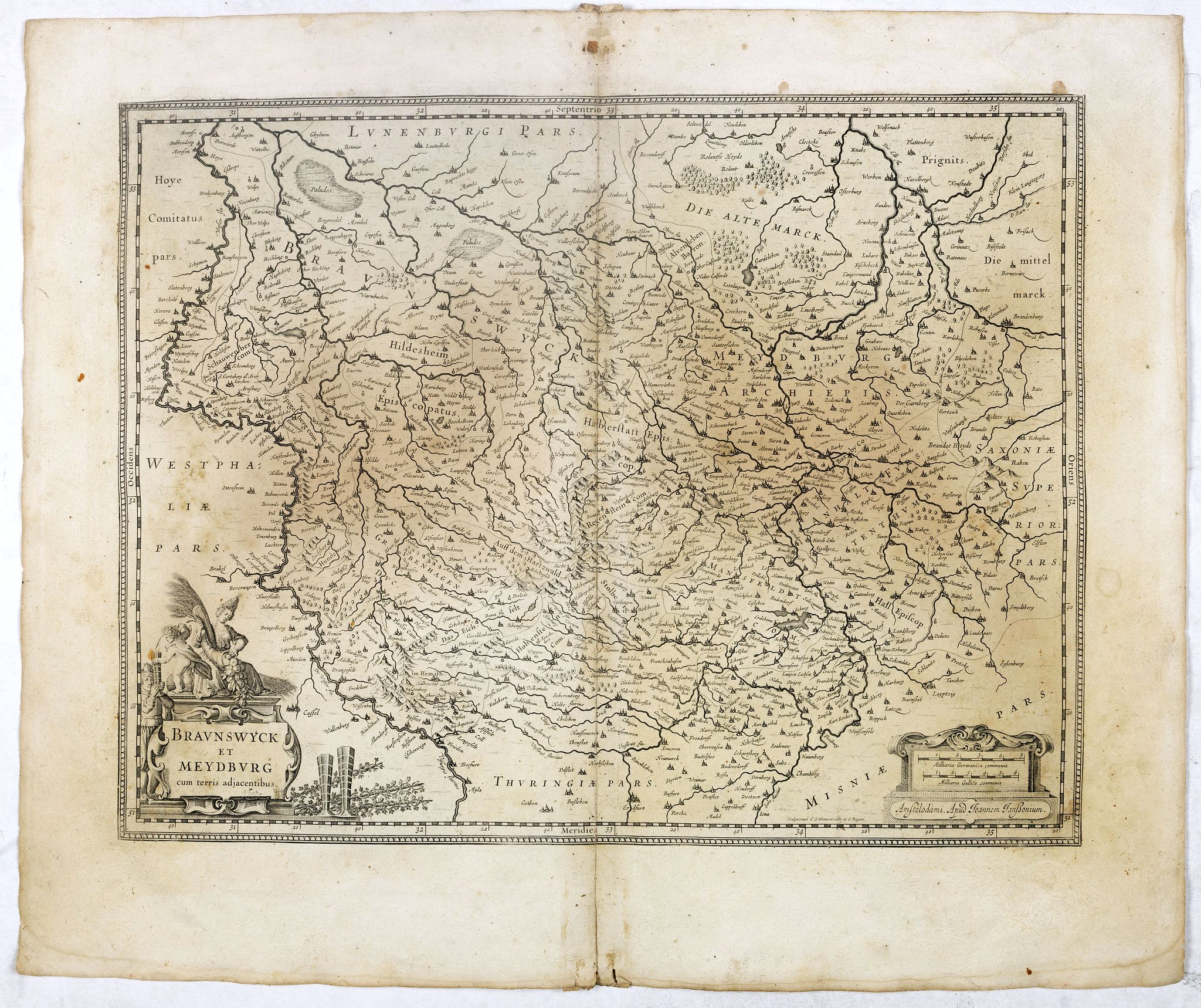 JANSSONIUS, J., BRAUNSWYCK et MEYDBURG cum terris adjacentibus., antique map, old maps