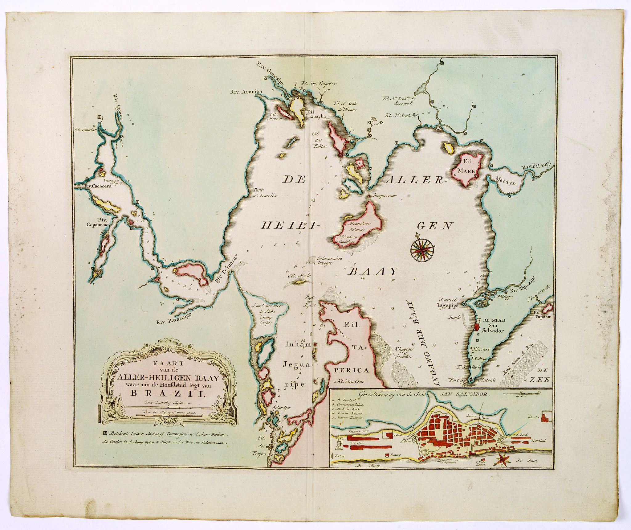 TIRION, I., Kaart van de Aller-Heiligen Baay waar aan de hoofdstad legt. . ., antique map, old maps