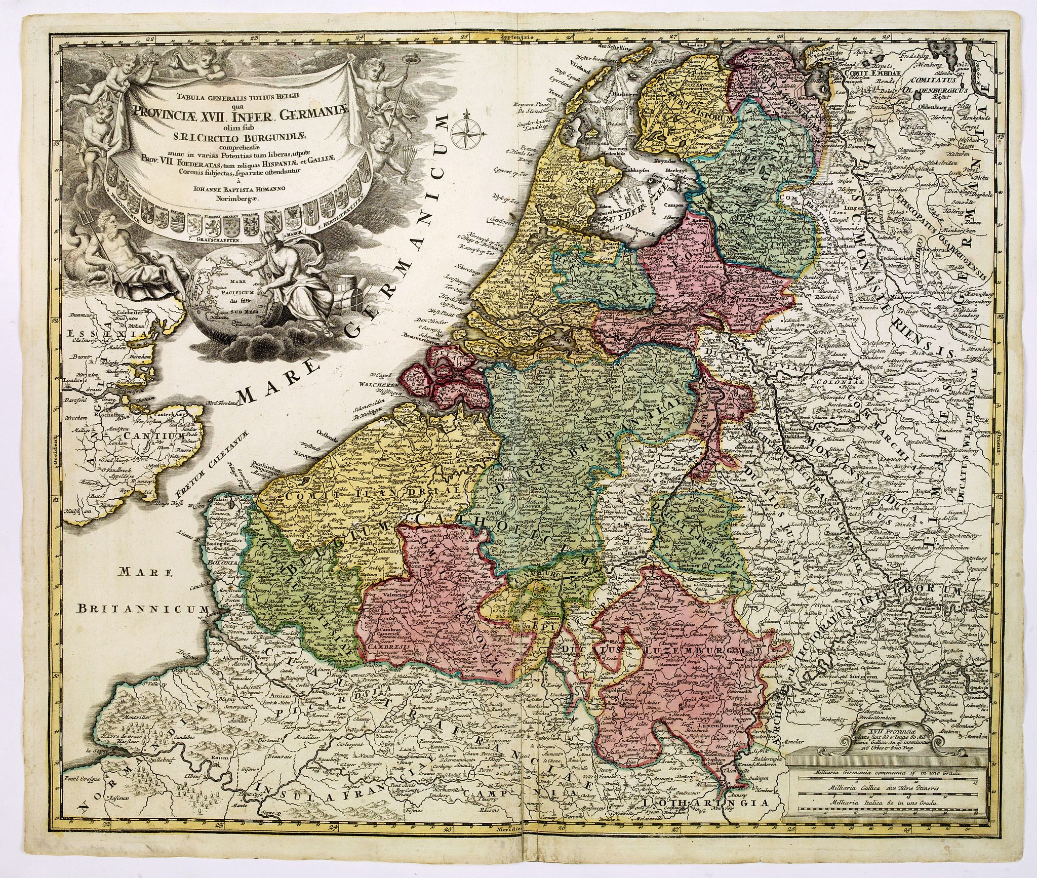 HOMANN, J.B., Tabula Generalis Totius Belgii. . ., antique map, old maps