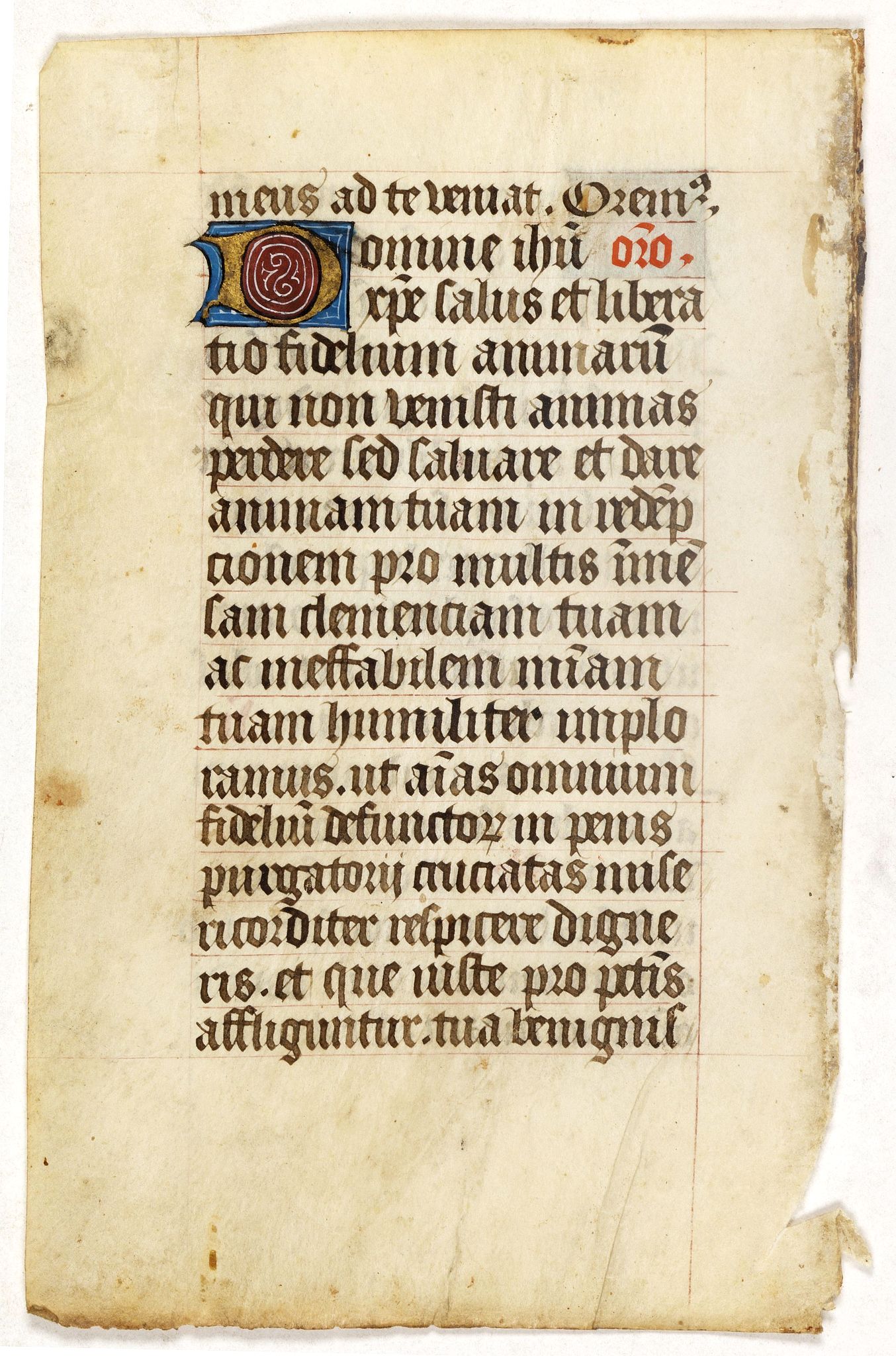 PSALTER, Manuscript leaf, written on vellum, from a Flemish Psalter., antique map, old maps