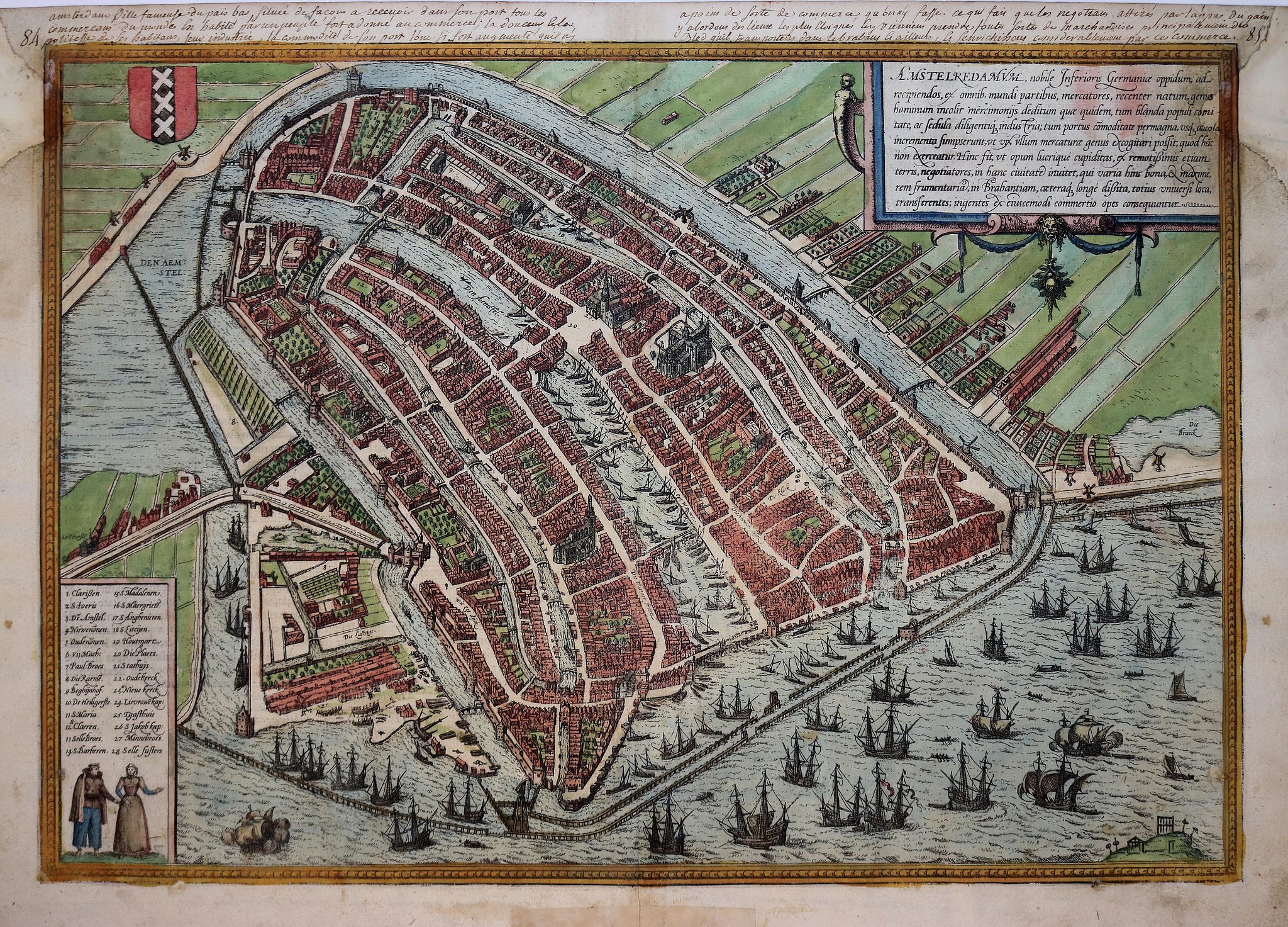 BRAUN,G. / HOGENBERG, F., Amstelredamum, Nobile Inferioris Germaniae Oppidum . . . (Amsterdam), antique map, old maps