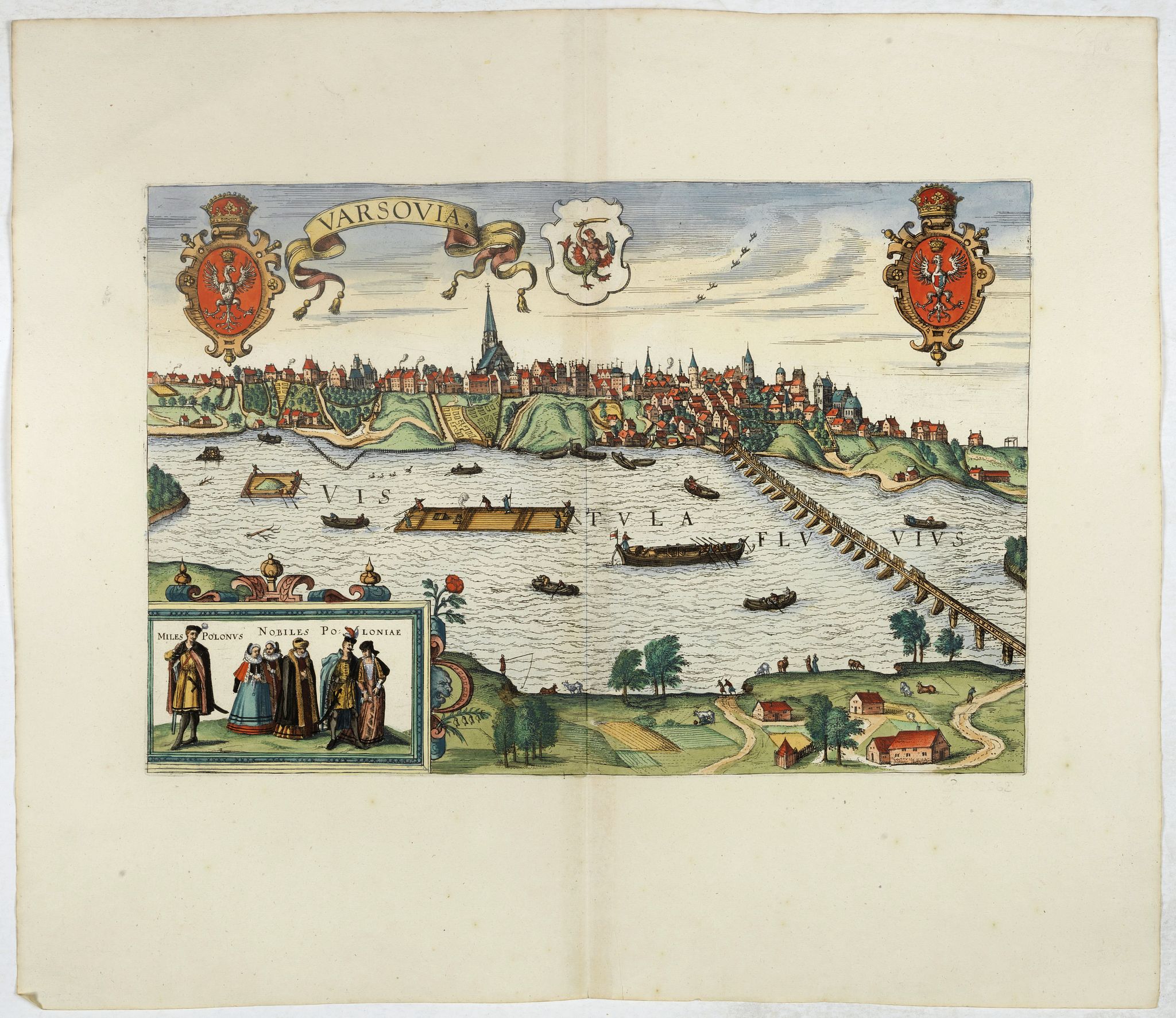 JANSSONIUS van WAESBERGH, J., Varsovia., antique map, old maps