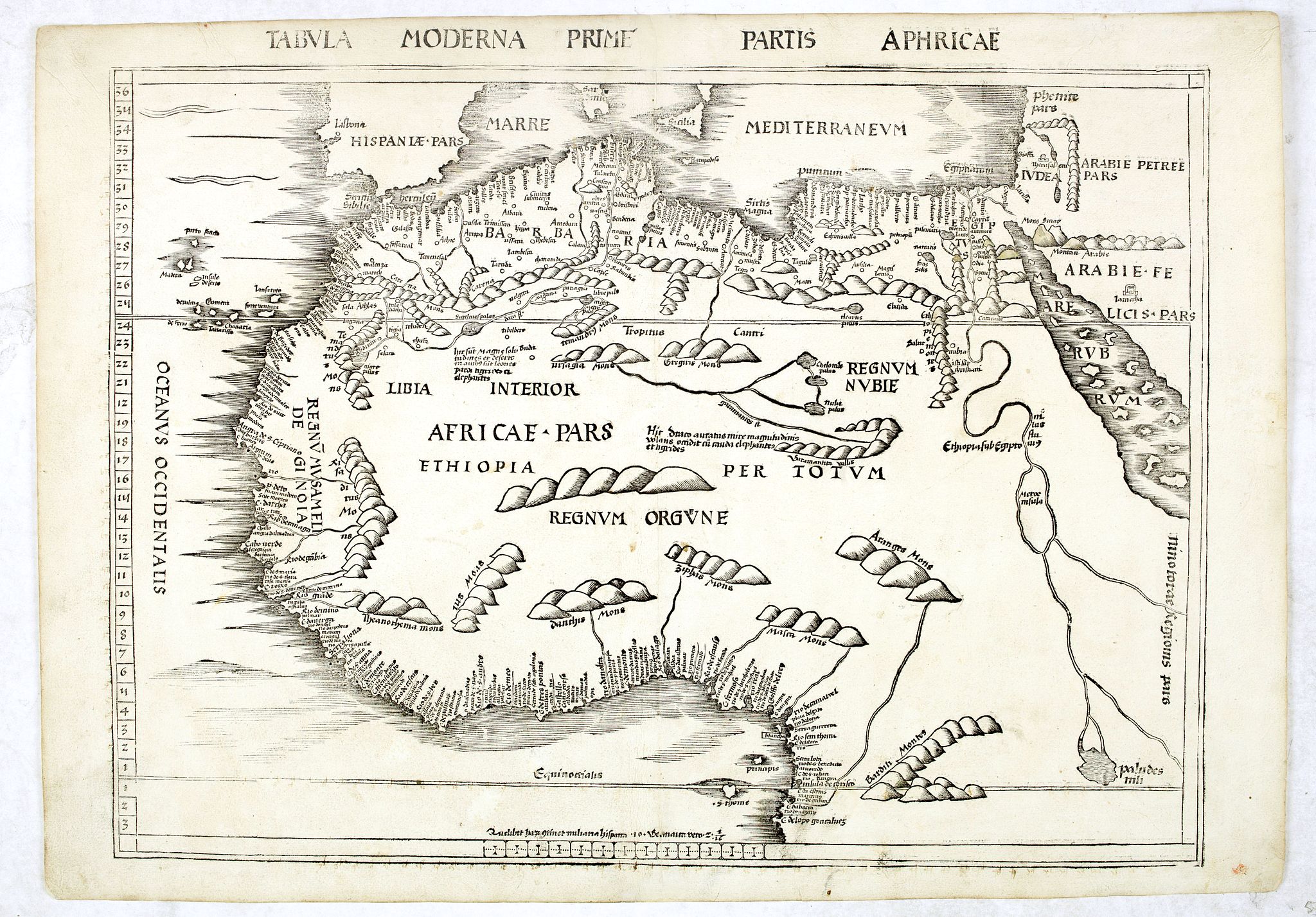 PTOLEMY, C., Tabula Moderna Prime partis aphricae., antique map, old maps