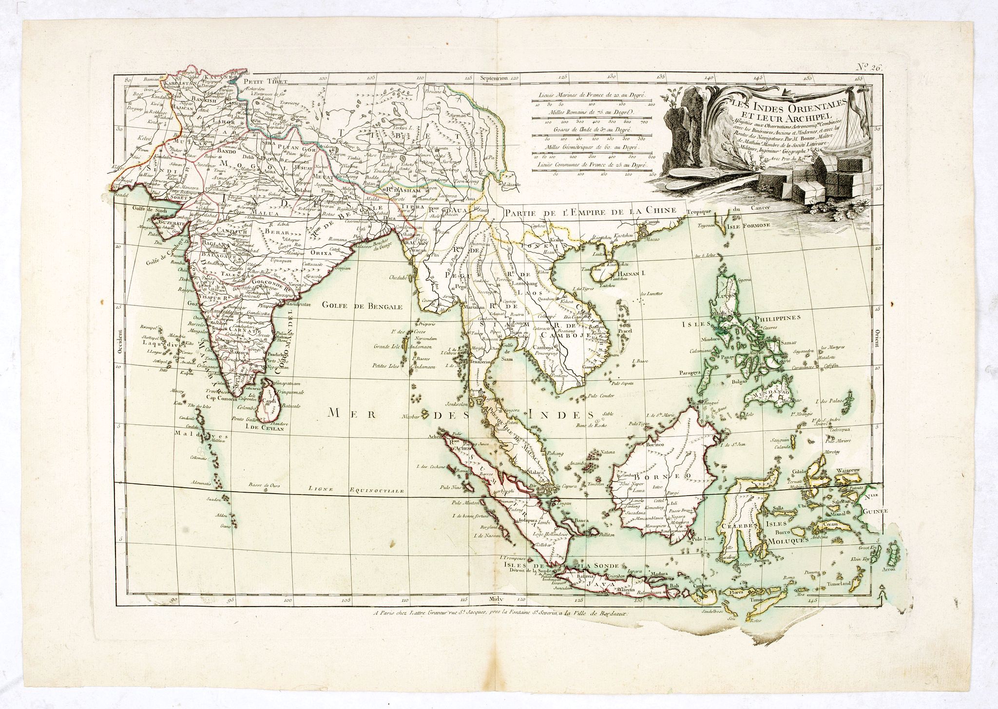 LATTRÉ / BONNE,R., Les Indes Orientales et leur Archipel. . ., antique map, old maps