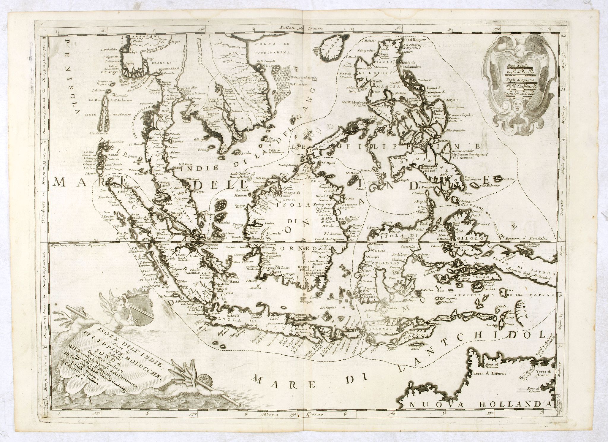 CORONELLI, V.M., Isole Dell' Indie, diuise in Filippine, Molucche, e della Sonda . . ., antique map, old maps