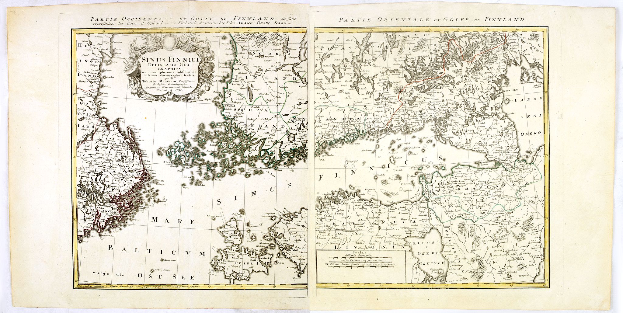 HOMANN HEIRS., Sinus Finnici Delineatio Geographica ex quam pluriminis subsidiis novissimis stereographice tradita per Dm. Tobiam Majerum Professorem . . ., antique map, old maps