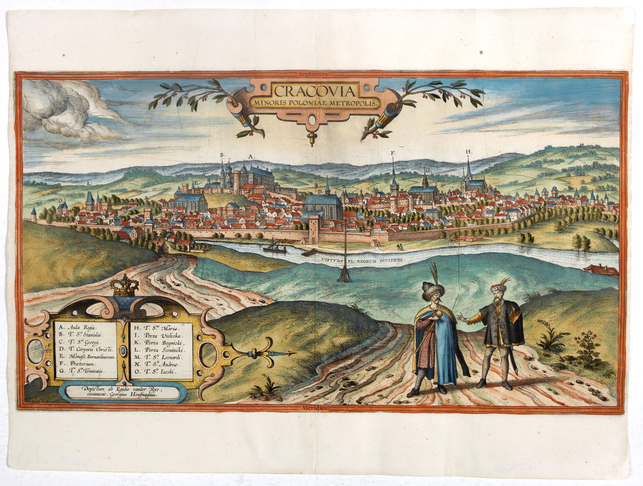 BRAUN, G. / HOGENBERG, F., Cracovia Minoris Poloniae Metropolis., antique map, old maps
