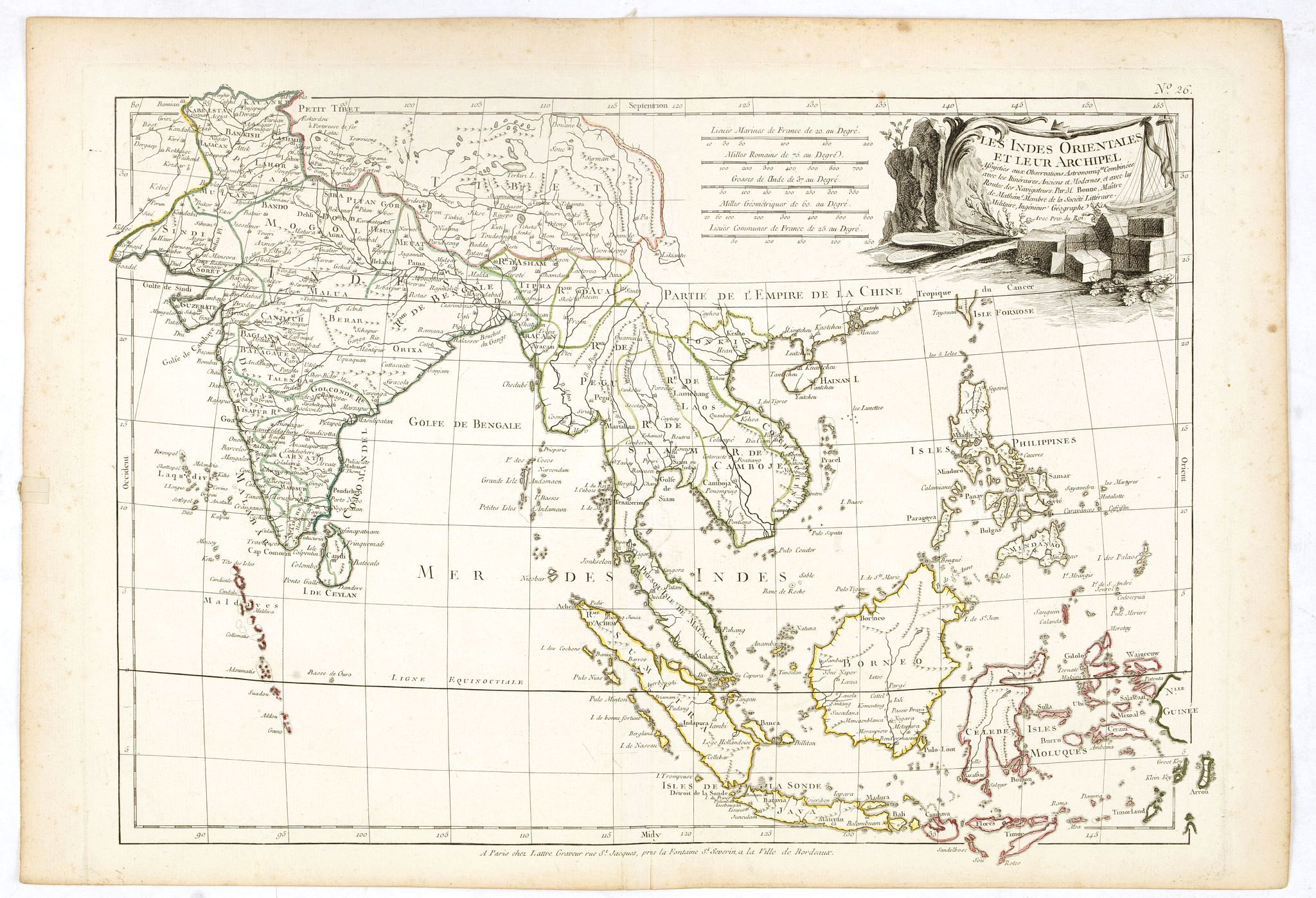 LATTRÉ / BONNE, R., Les Indes Orientales et leur Archipel. . ., antique map, old maps