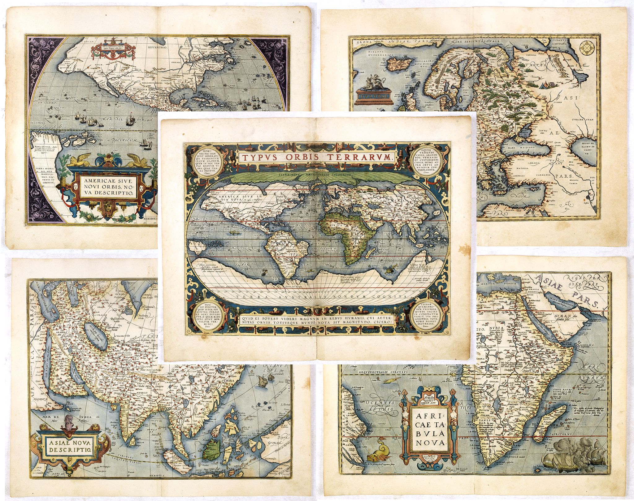 ORTELIUS, A., Set of world & four continents., antique map, old maps