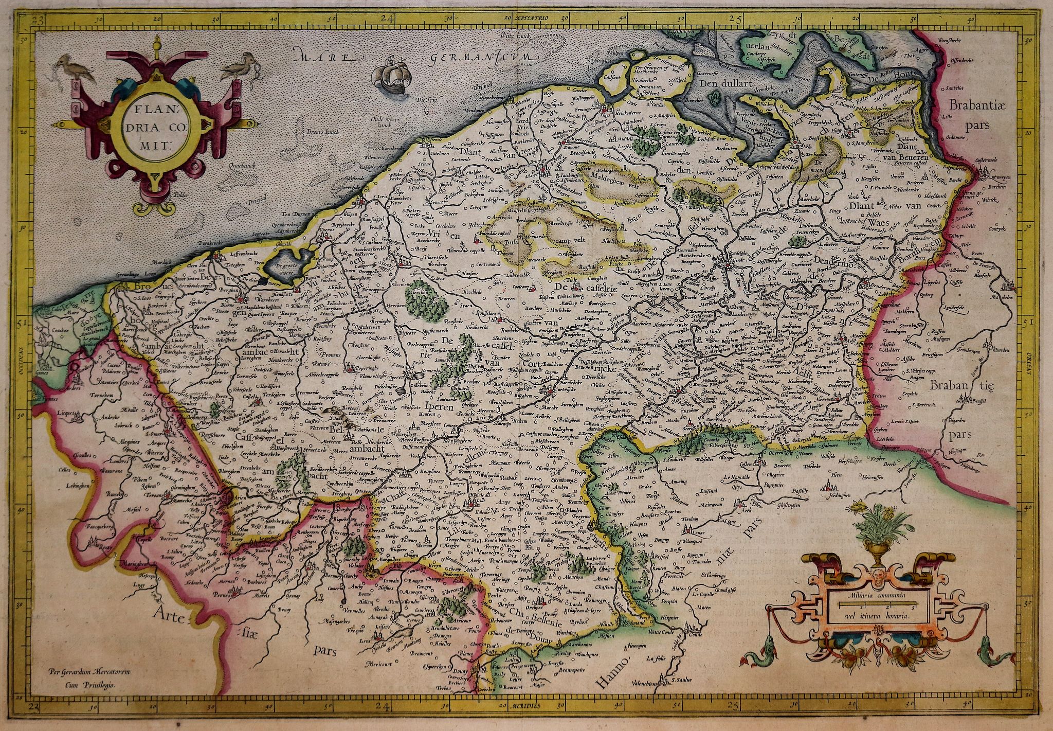 MERCATOR, G. / HONDIUS, J., Flandria Comit., antique map, old maps