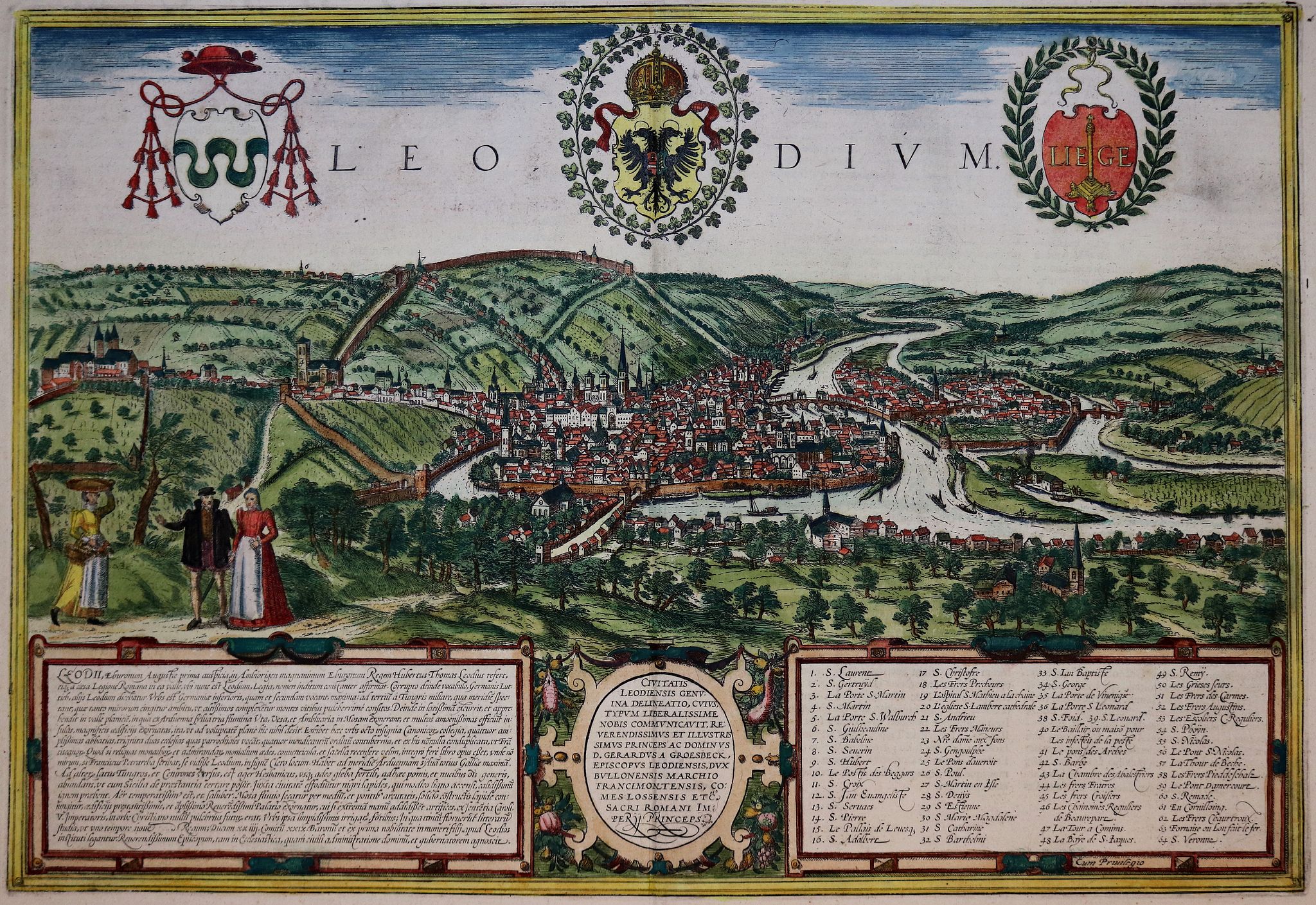 BRAUN,G. / HOGENBERG, F., Leodium. (Luik or Liège), antique map, old maps