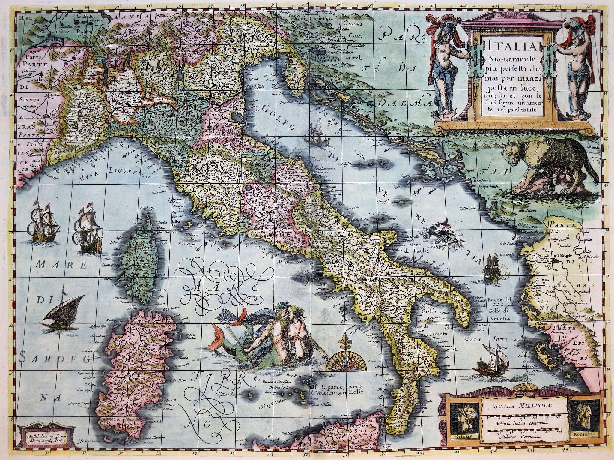 HONDIUS,J., Italia Nuovamente piu perfetta che mai per inanzi posta in luce.., antique map, old maps