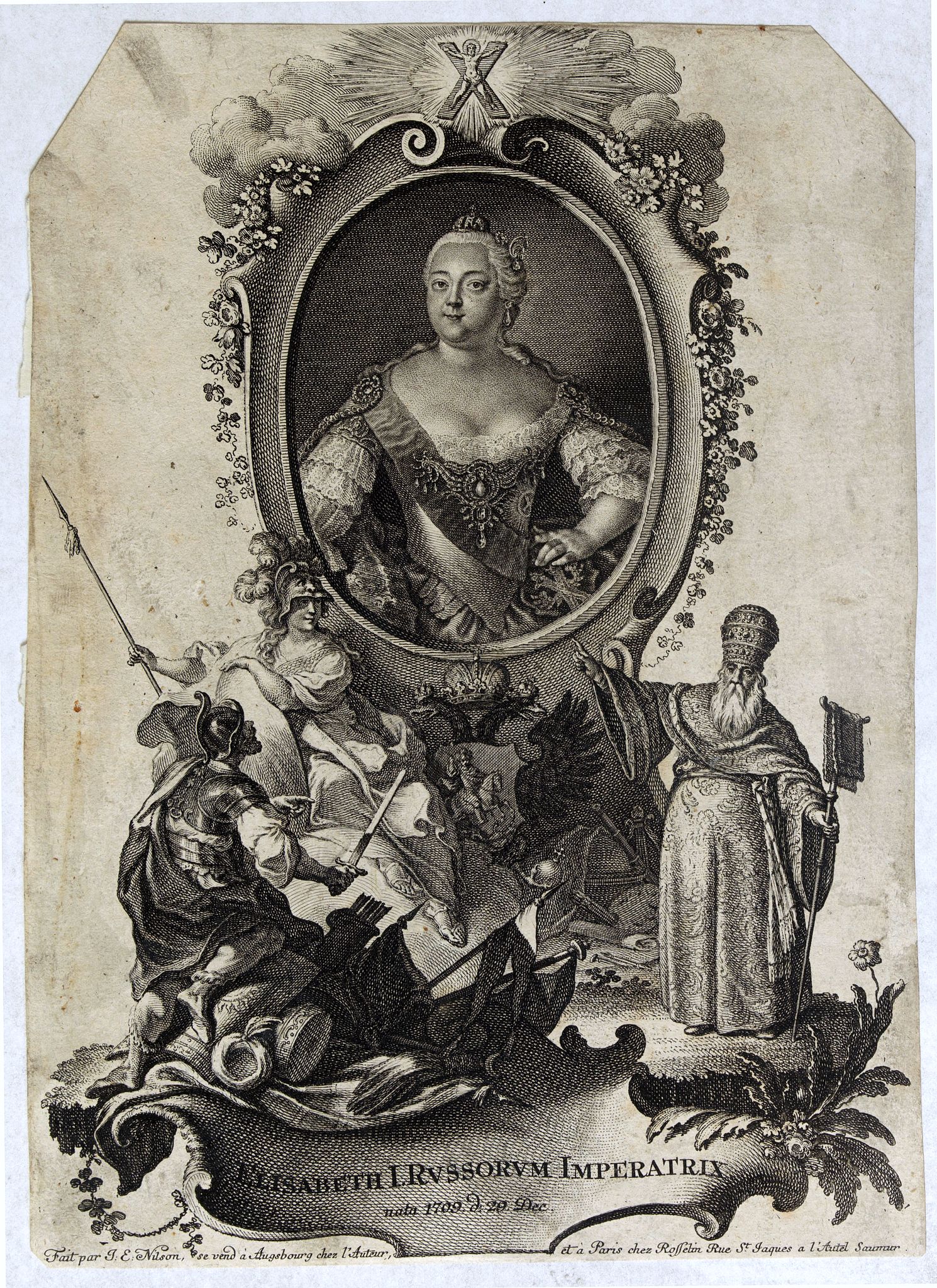 NILSON, J.E., Elisabeth I. Russorum Imperatrixnata 1709 d. 20 Dec., antique map, old maps