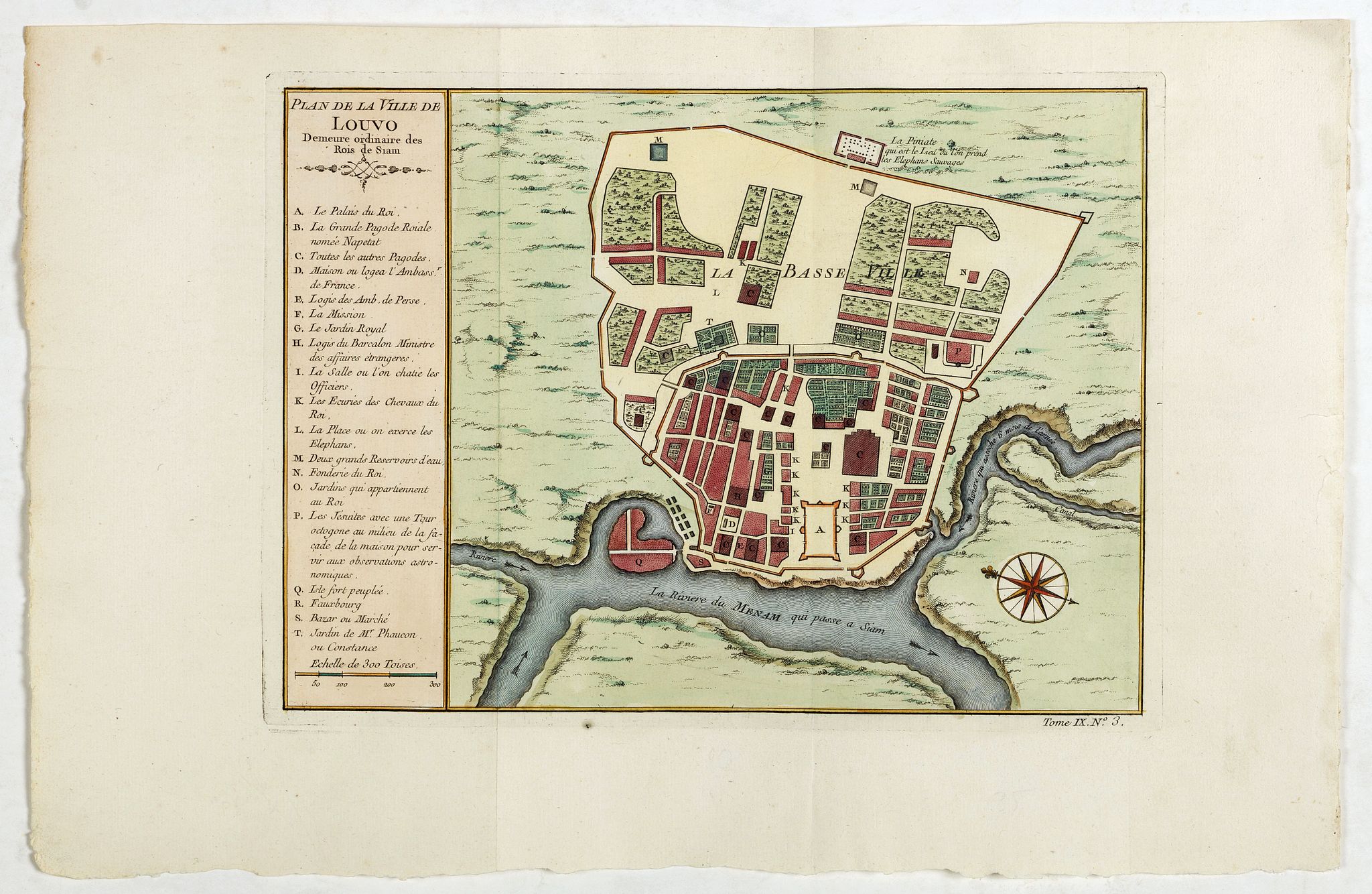 BELLIN, J.N., Plan de la ville de Louvo . . ., antique map, old maps