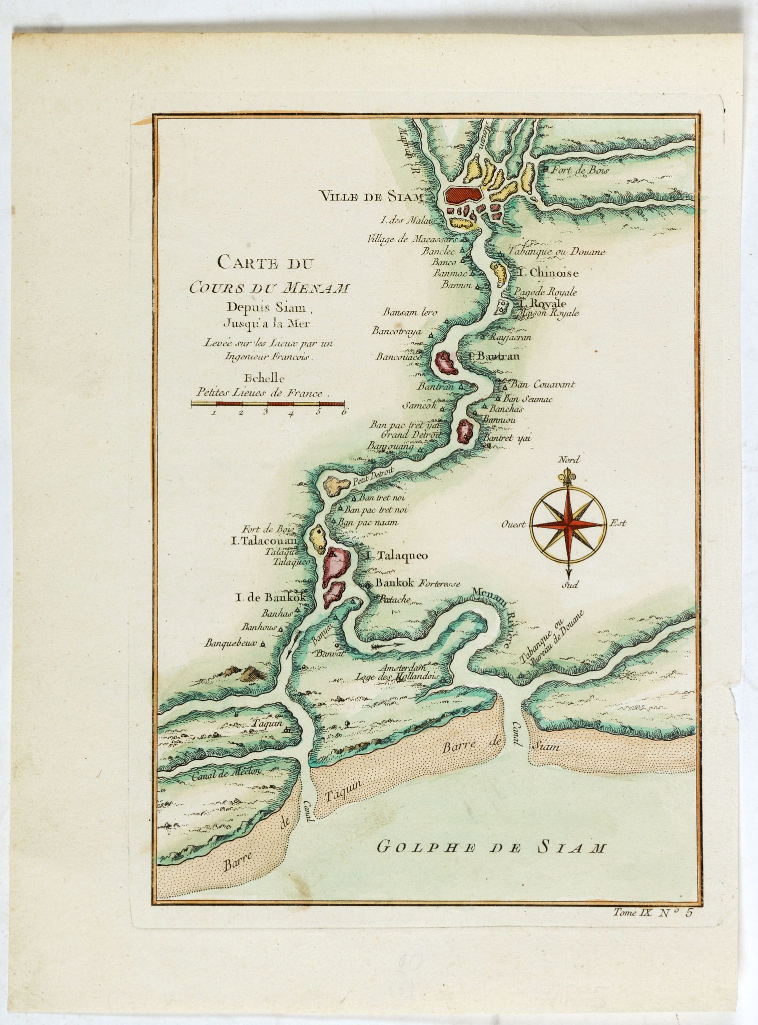 BELLIN, J.N., Carte du Cours du Menam . . ., antique map, old maps