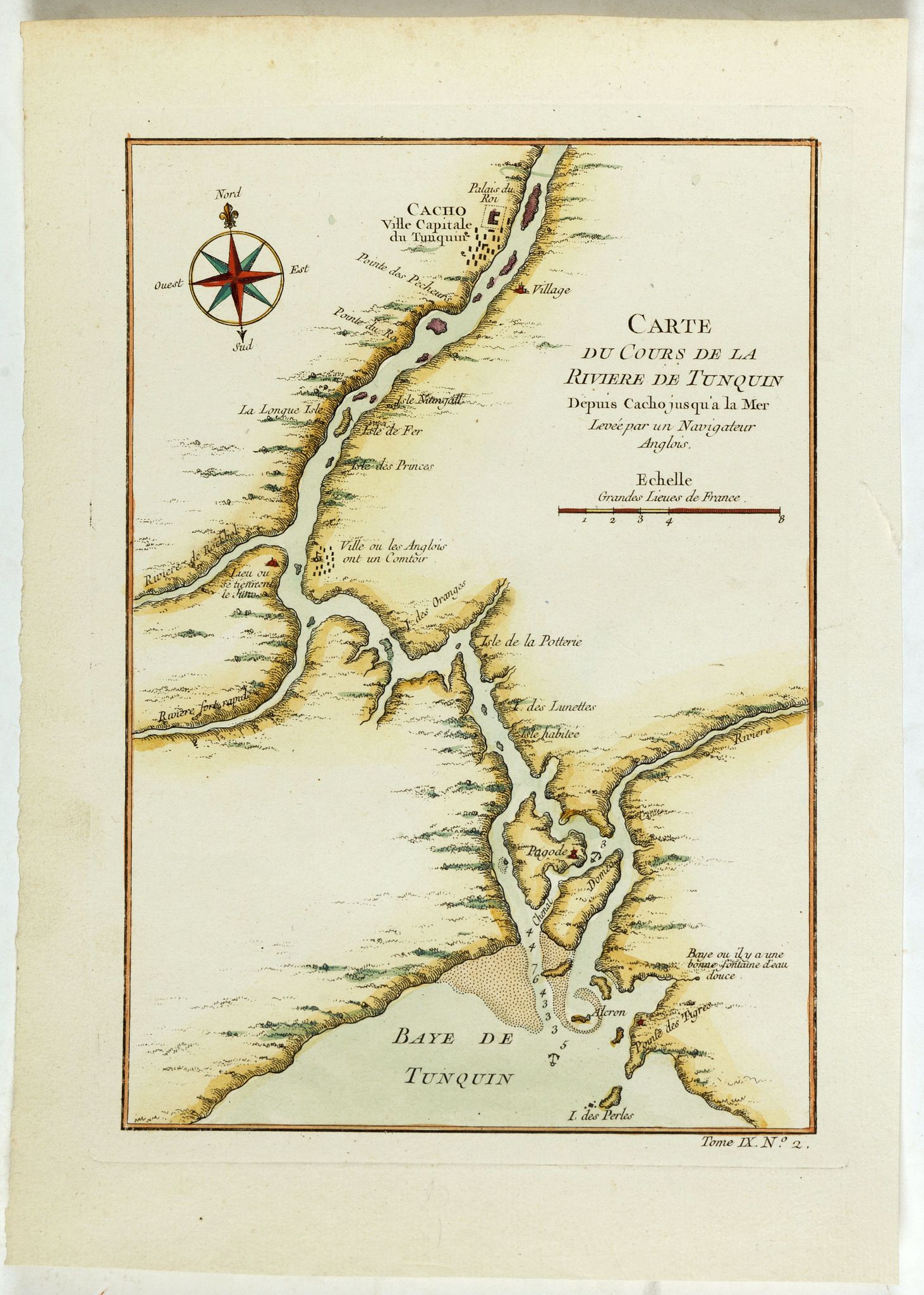 BELLIN, J.N., Carte du Cours de la riviere de Tunquin . . ., antique map, old maps