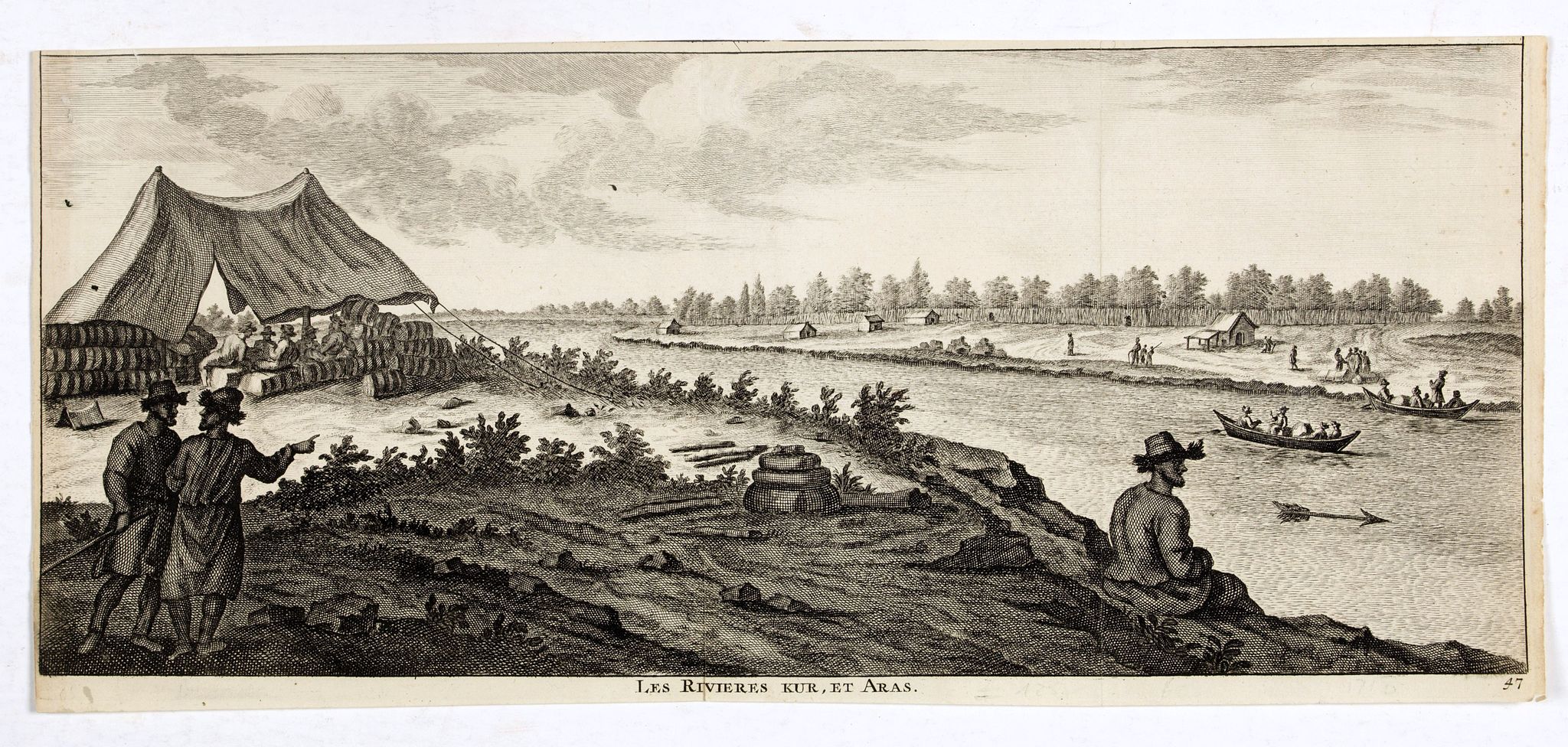 DE BRUYN, C., Les Rivieres Kur, et Aras., antique map, old maps