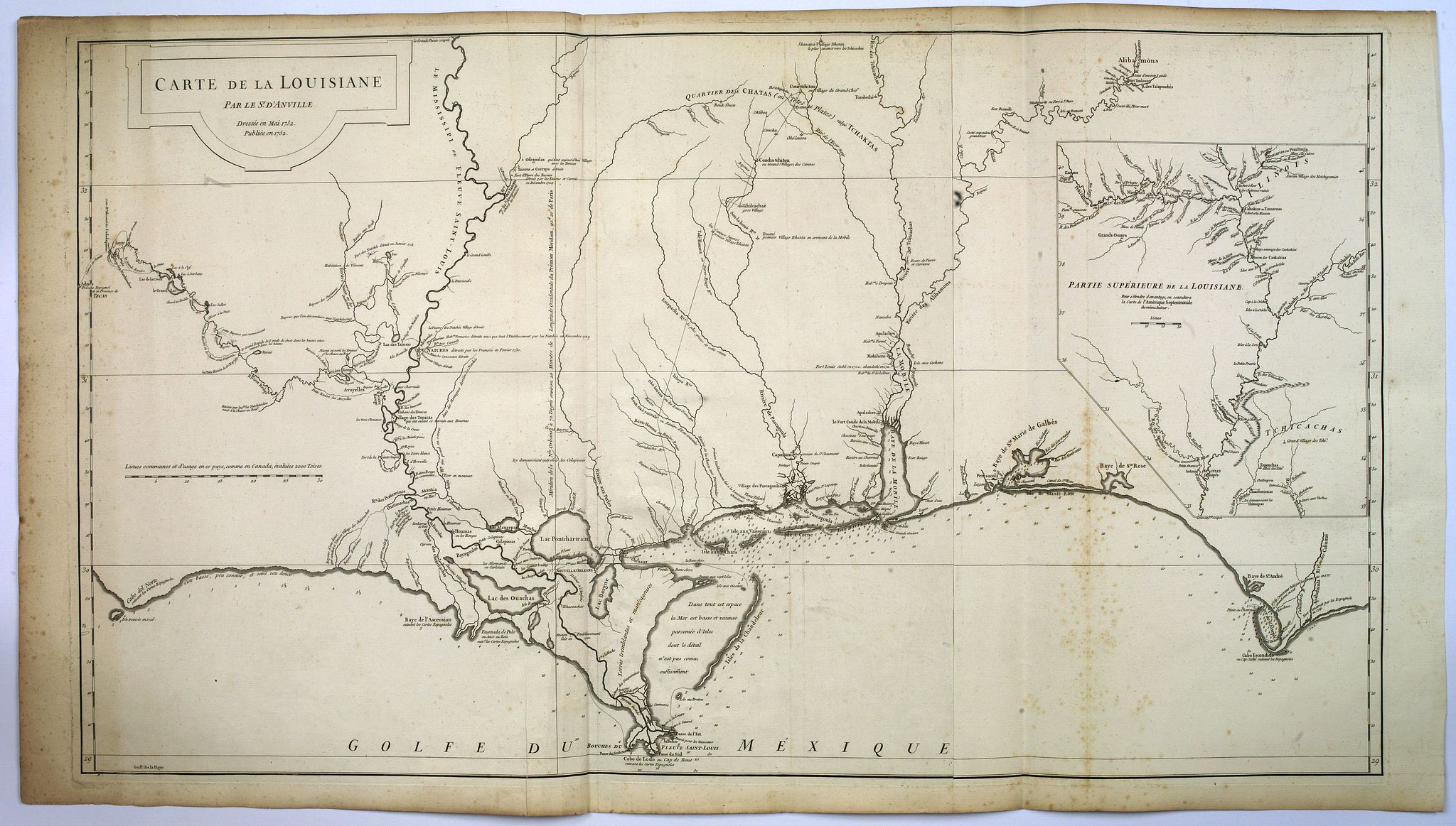 D'ANVILLE, J.B.D., Carte de la Louisiane. . ., antique map, old maps