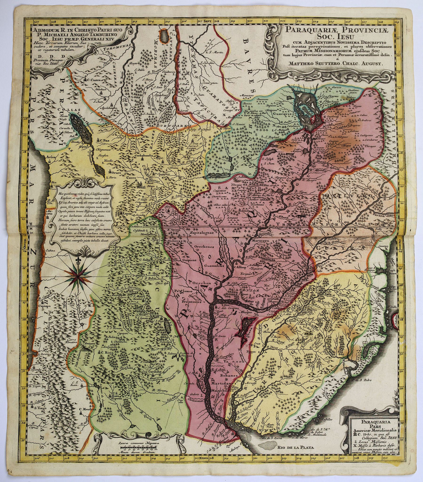 SEUTTER, M., Paraquariae Provinciae Soc. Iesu cum Adjacentibus Novissima…, antique map, old maps
