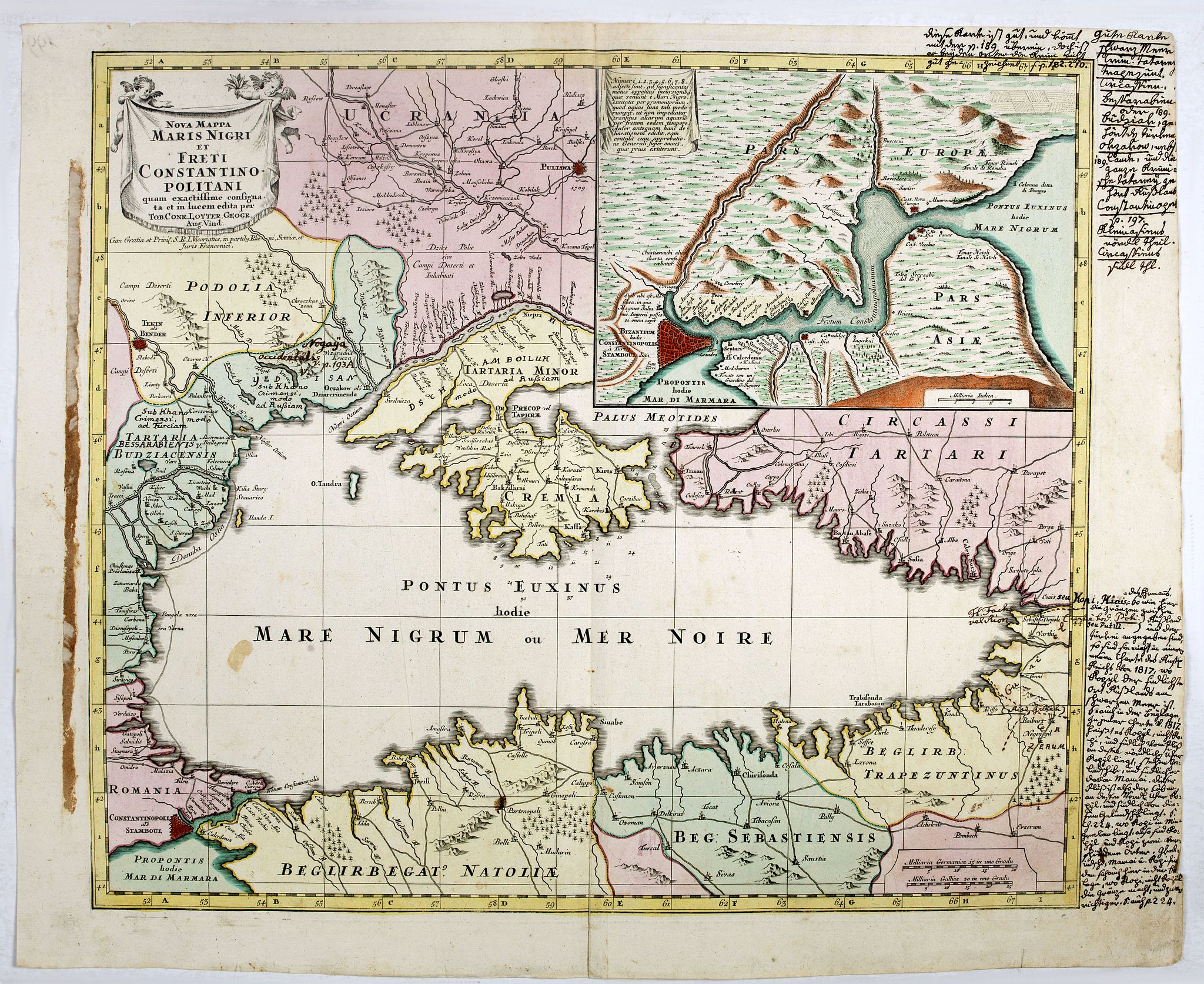 LOTTER, T. C., Nova Mappa Maris Nigris et Freti Constantinopolitani…, antique map, old maps